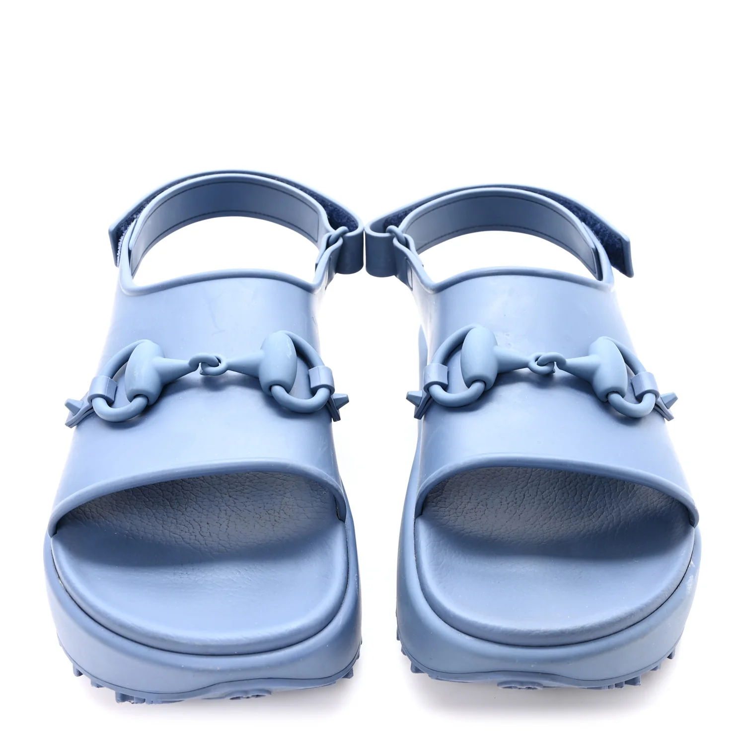 Soft Rubber Horsebit Touch Mens Strapped Sandals 9 Washed Indigo - Image 3