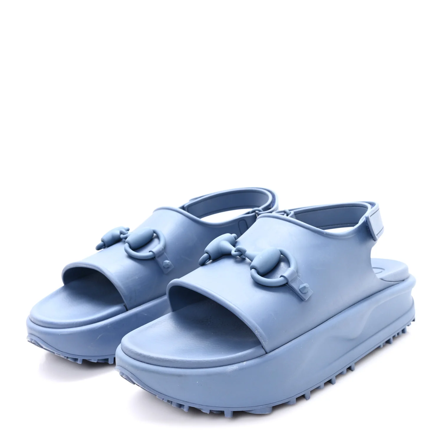 Soft Rubber Horsebit Touch Mens Strapped Sandals 9 Washed Indigo - Image 4