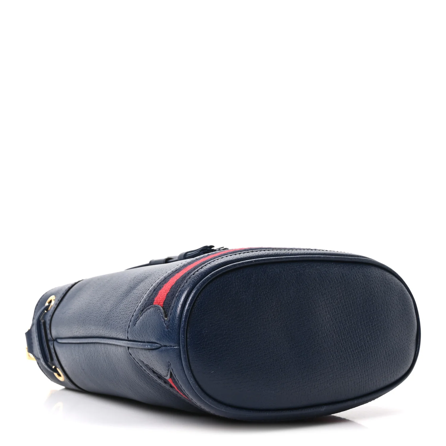 Soft Textured Calfskin Web Small Ophidia Bucket Bag Blue Agata - Image 4