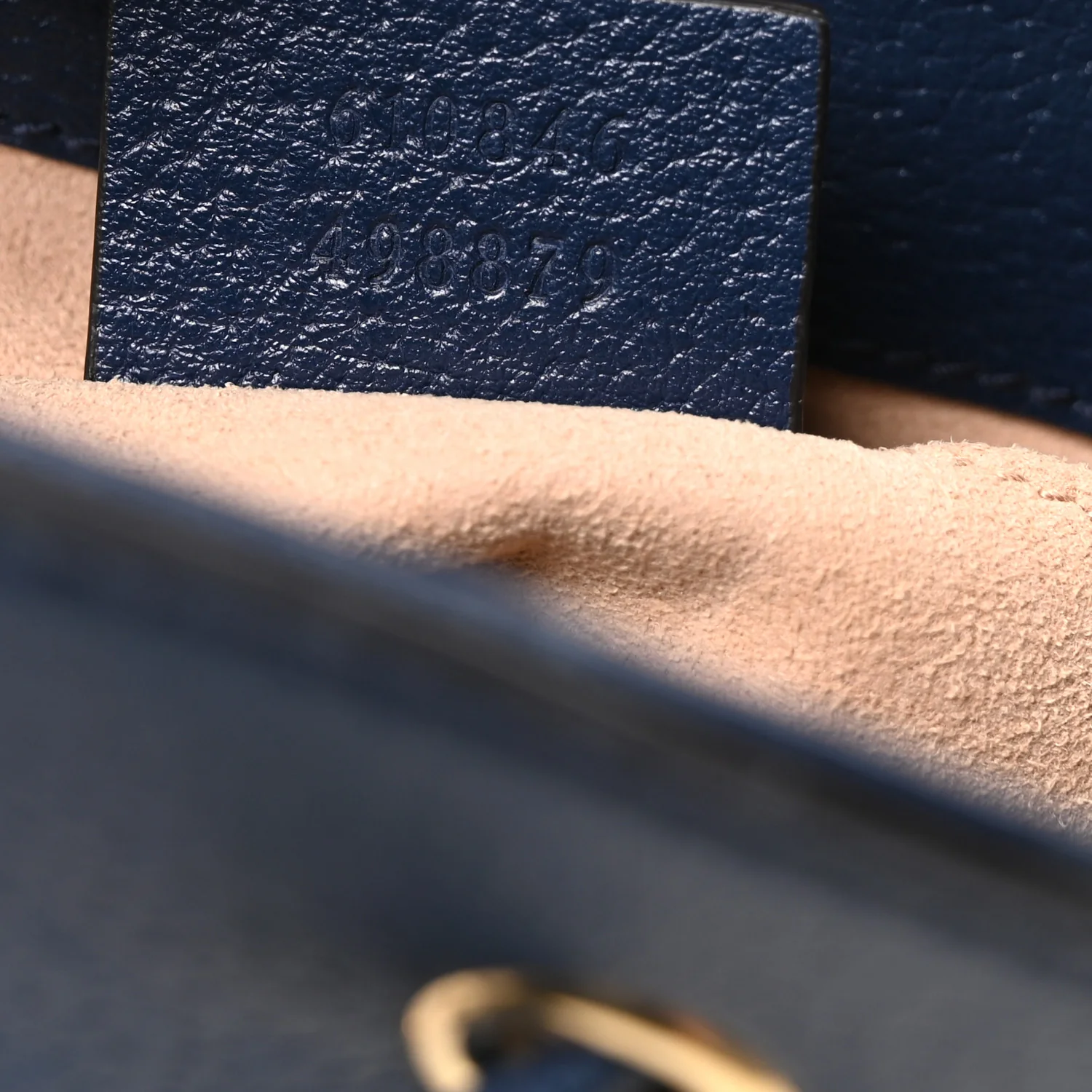 Soft Textured Calfskin Web Small Ophidia Bucket Bag Blue Agata - Image 7