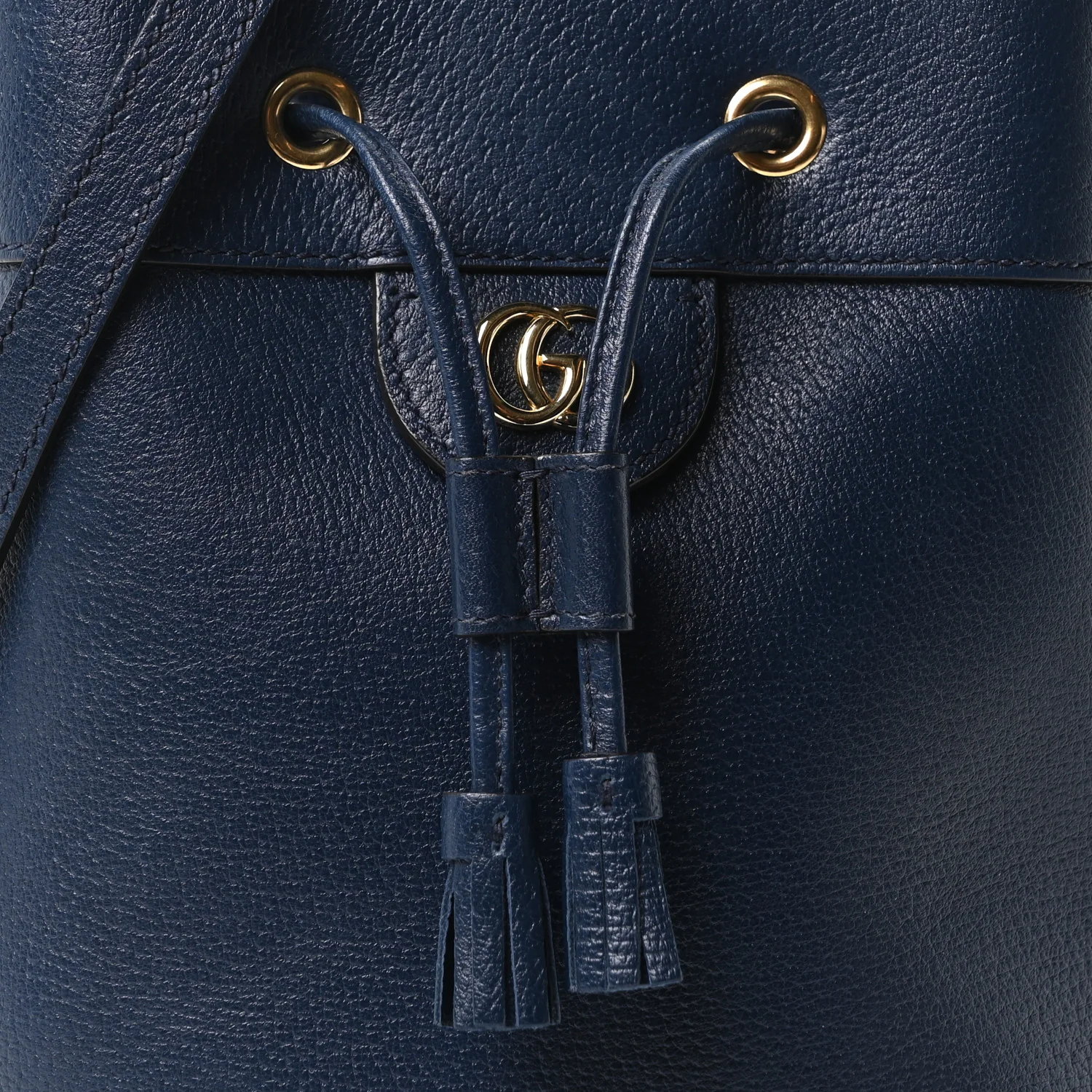 Soft Textured Calfskin Web Small Ophidia Bucket Bag Blue Agata - Image 8