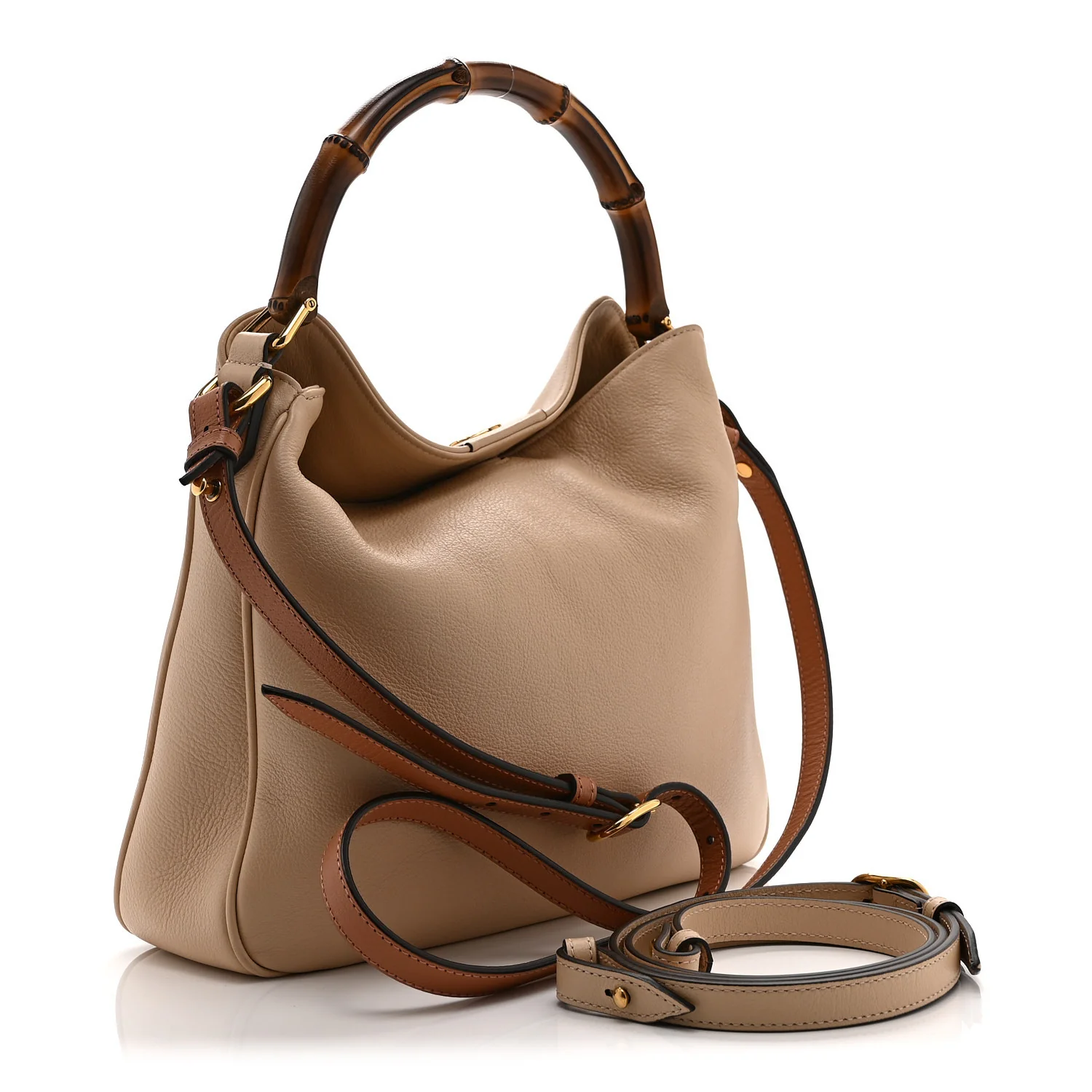 Softy Wonka Textured Dollar Calfskin Medium Diana Shoulder Bag Light Beige - Image 3