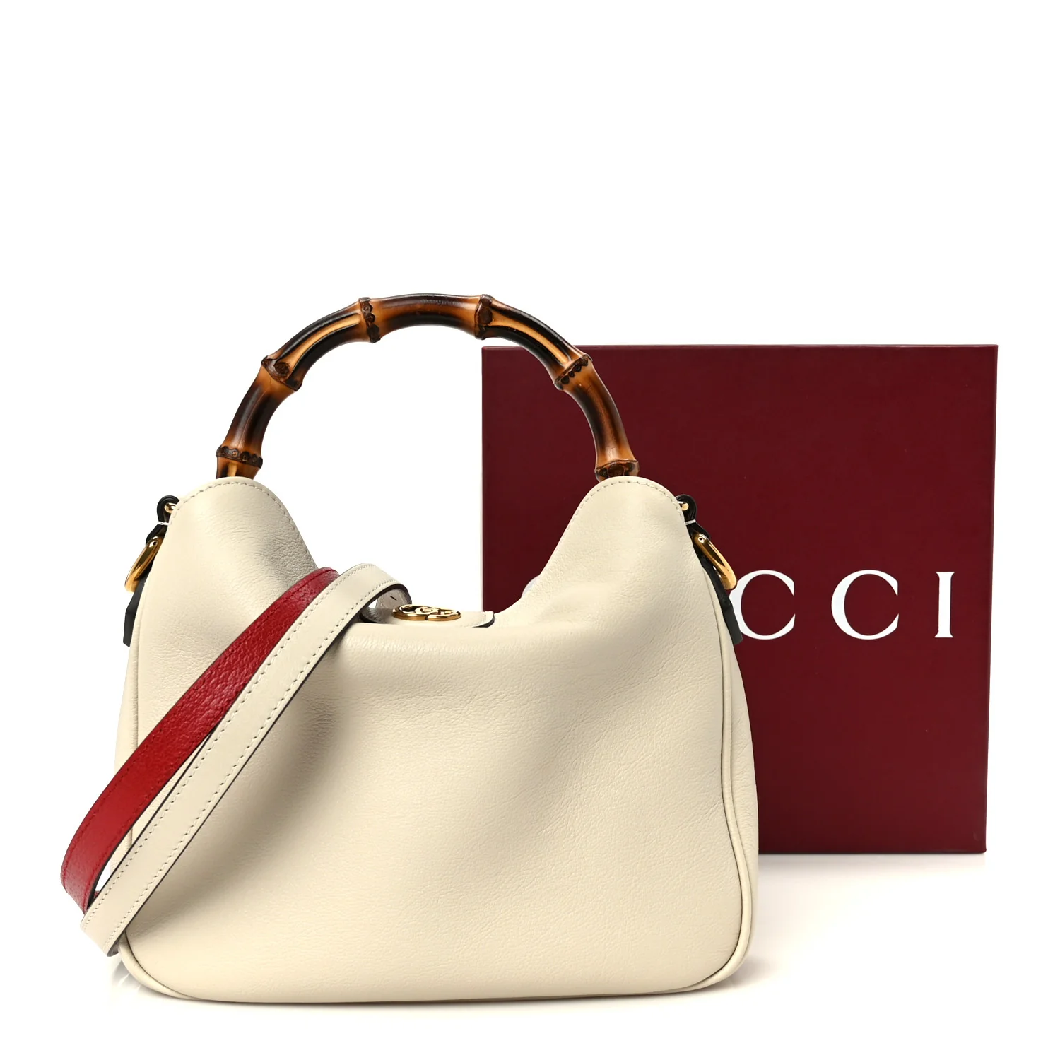 Softy Wonka Textured Dollar Calfskin Small Diana Shoulder Bag Mystic White Hibiscus Red - Image 11