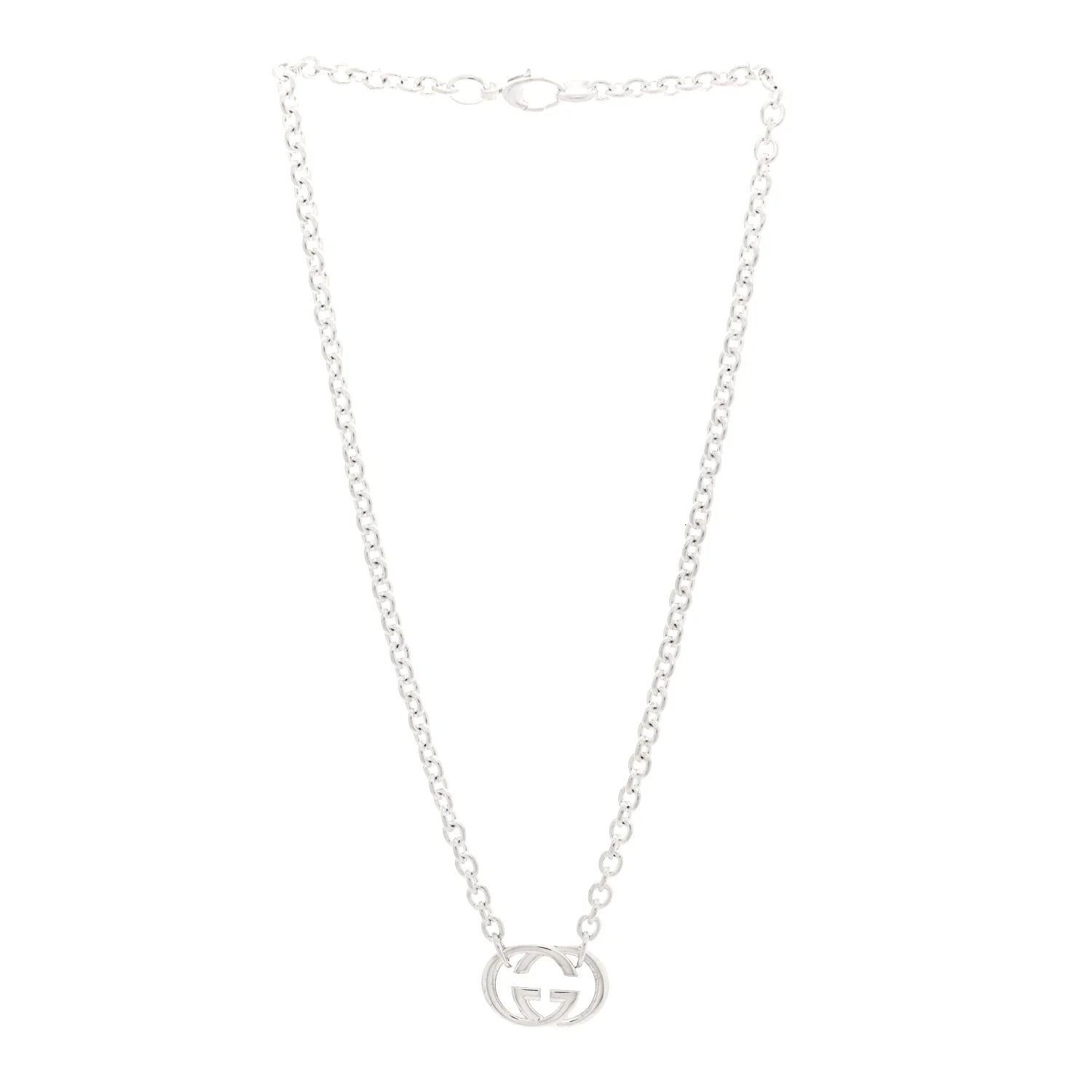 Sterling Silver Britt Interlocking GG Pendant Necklace - Image 3
