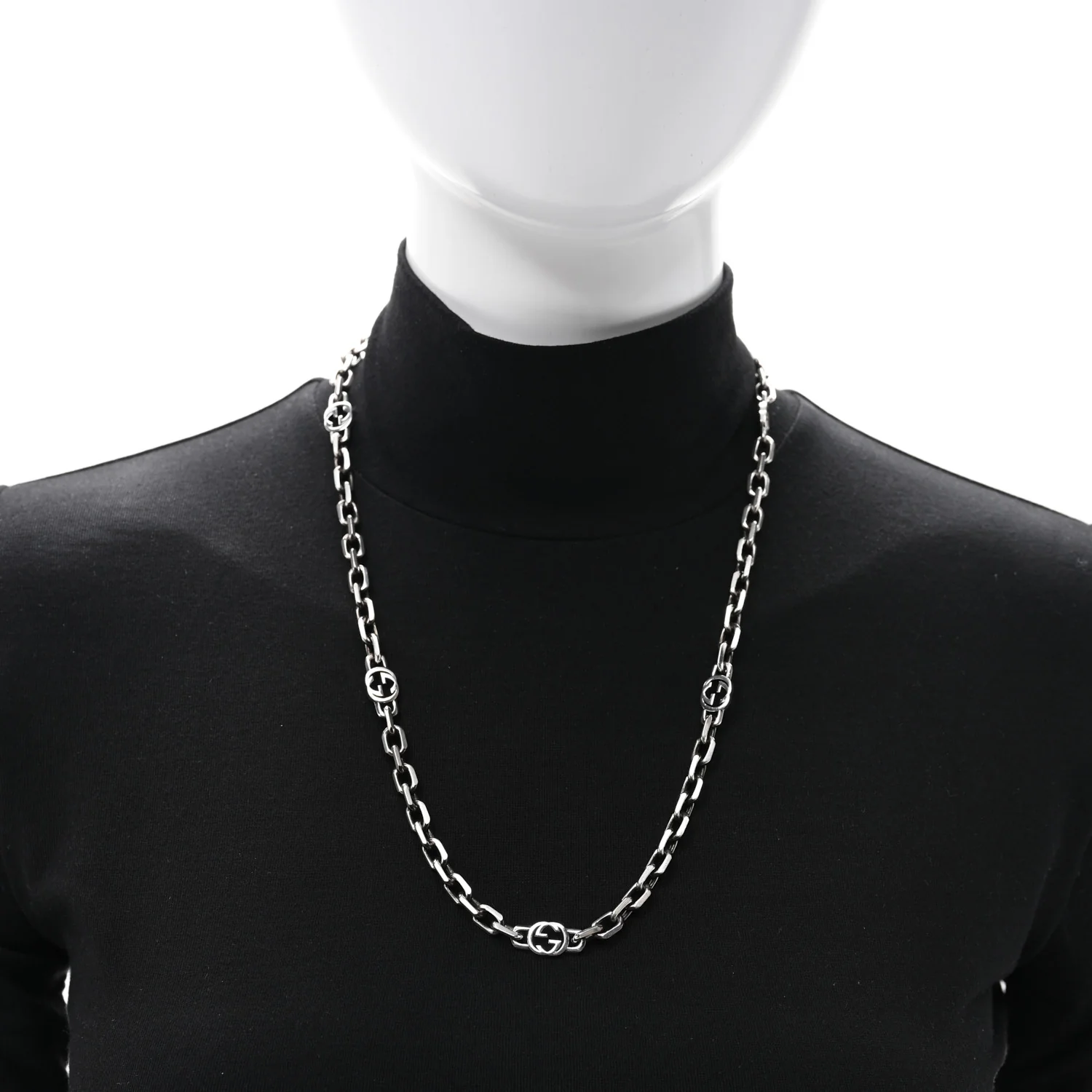 Sterling Silver Interlocking GG Chain Necklace - Image 2