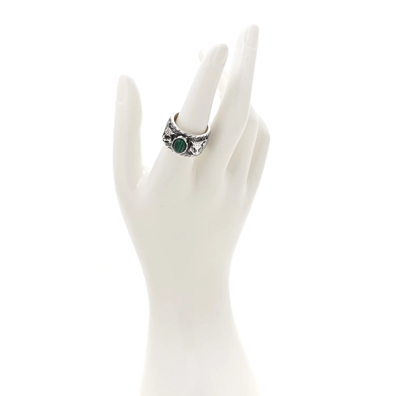 Sterling Silver Resin Feline Garden Ring 60 9 Green - Image 2