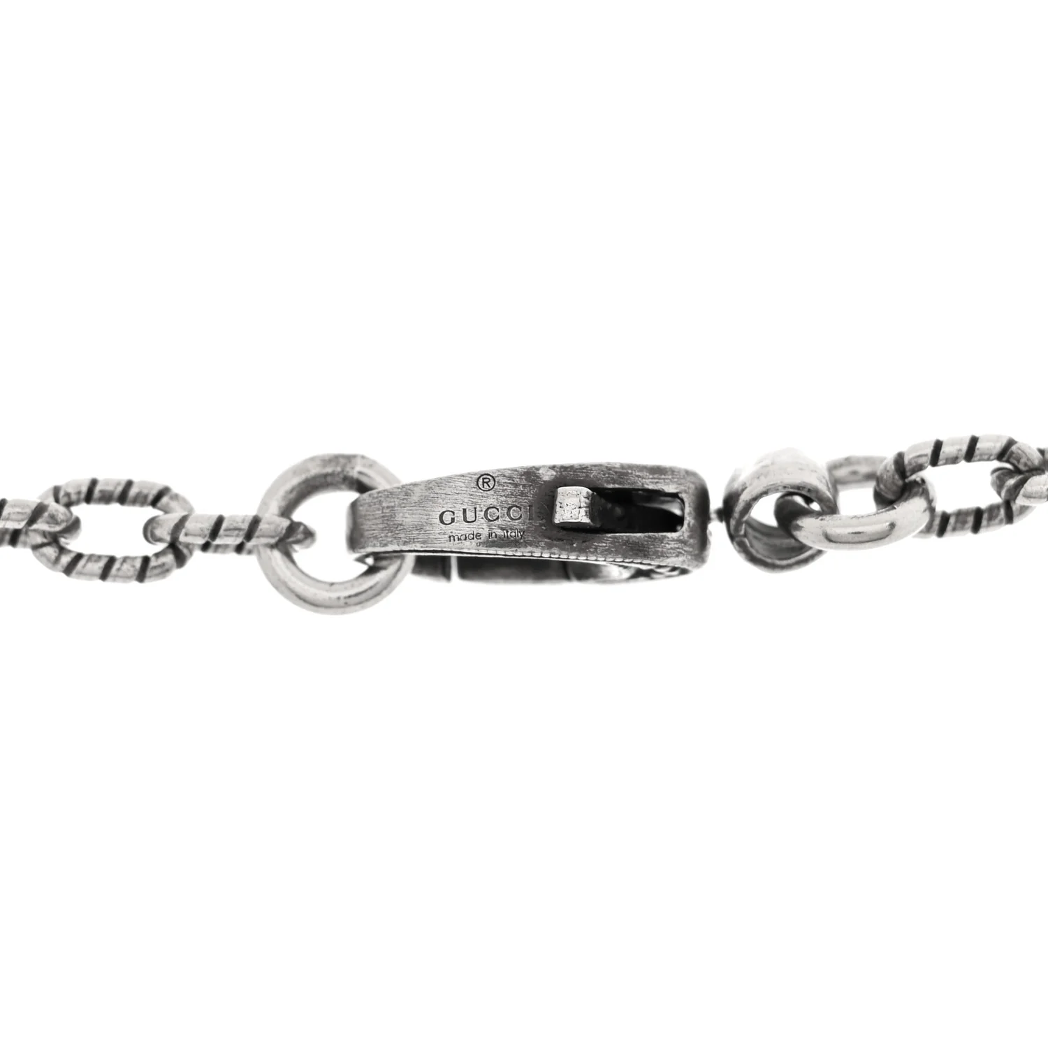 Sterling Silver Textured Square G Pendant Necklace - Image 4