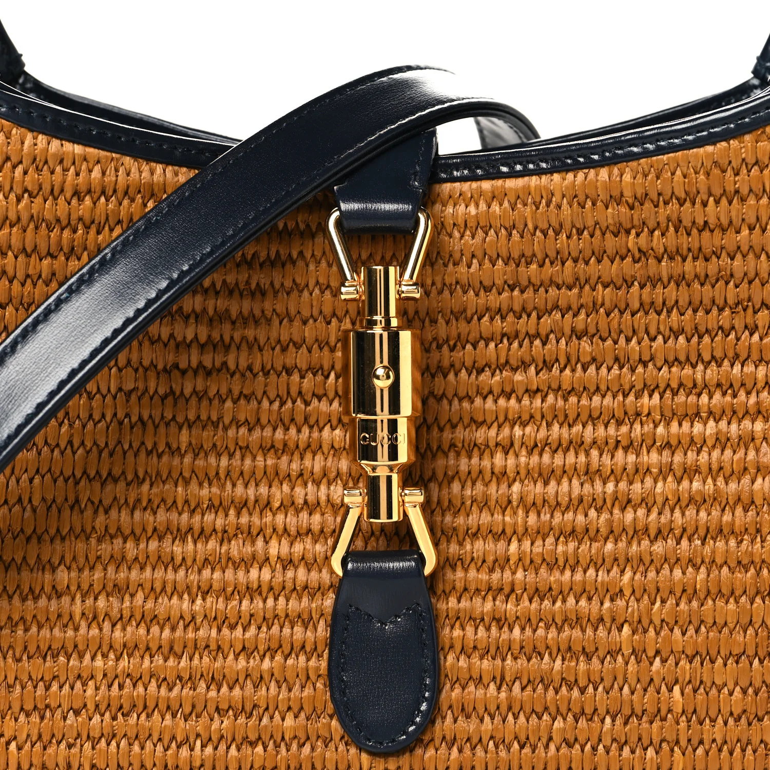 Straw Lux Boarded Dyana Lux Calfskin Small Jackie 1961 Hobo Dark Natural Blue - Image 8