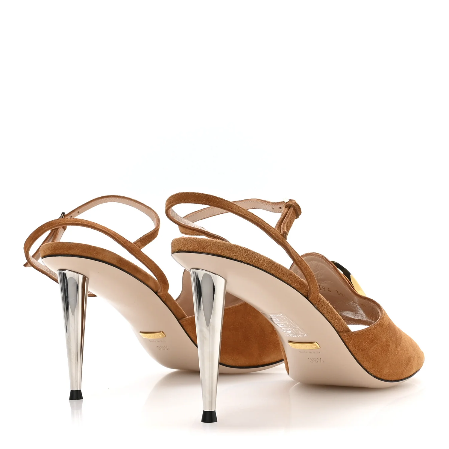 Suede Blondie 85mm Slingback Sandals 39.5 Cognac - Image 5