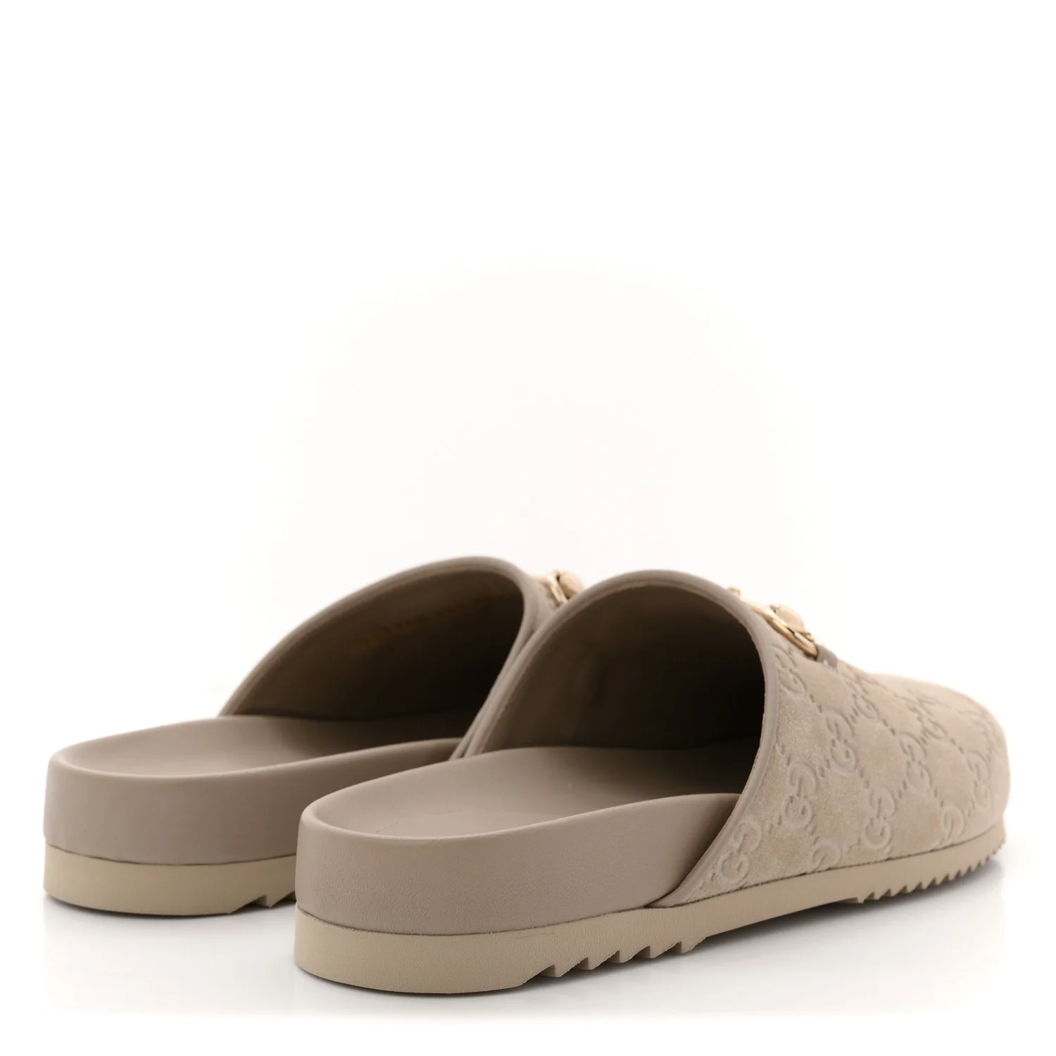 Suede GG Guccissima Womens Horsebit Mules 38.5 Beige - Image 9