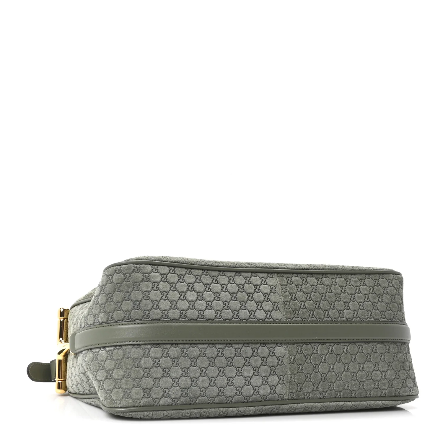 Suede GG Monogram Half Horsebit Medium Shoulder Bag Sage - Image 4
