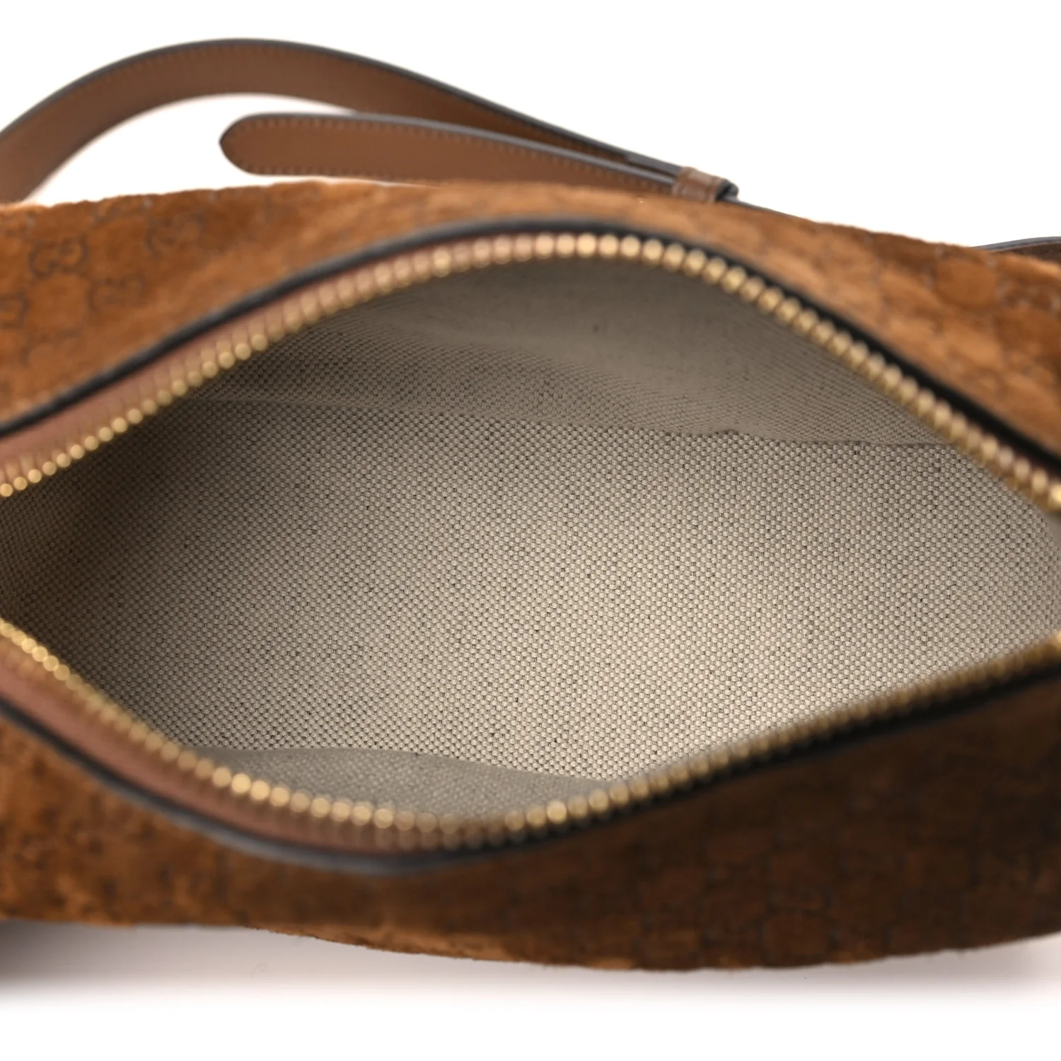 Suede GG Monogram Half Horsebit Mini Shoulder Bag Brown - Image 5