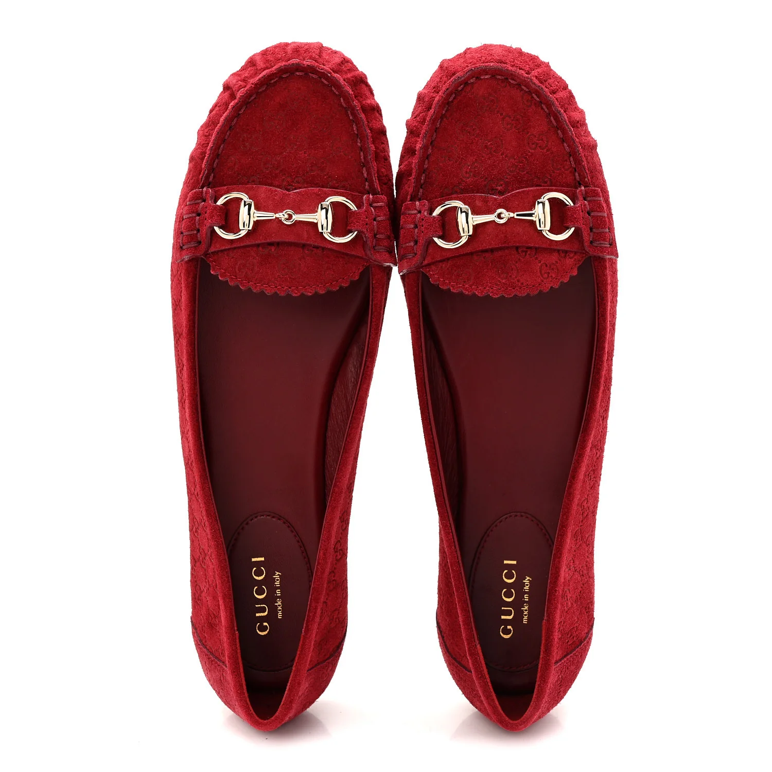Suede Micro GG Horsebit Womens Kensington Moccasin Loafers 37 Rosso Ancora - Image 2