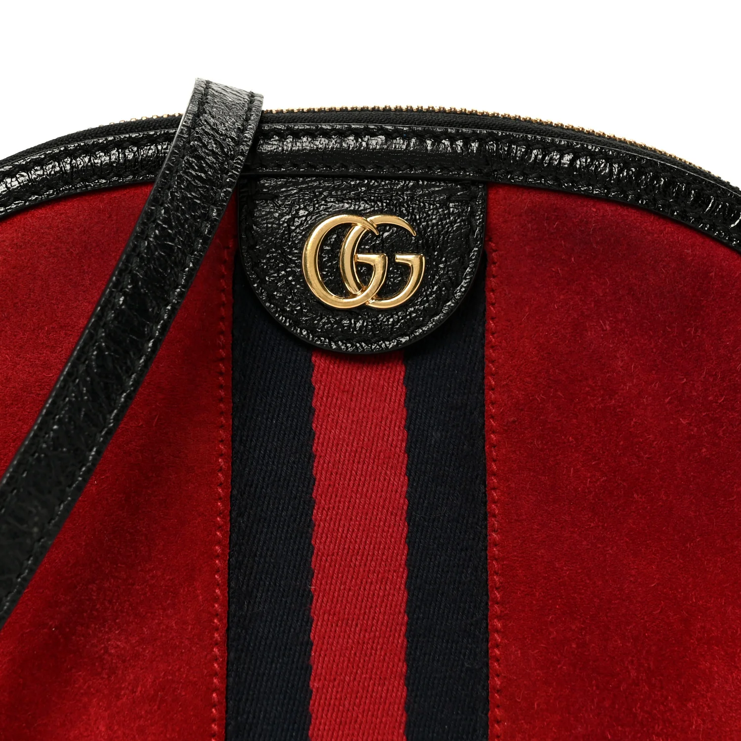 Suede Patent Web GG Small Ophidia Dome Shoulder Bag Hibiscus Red - Image 9
