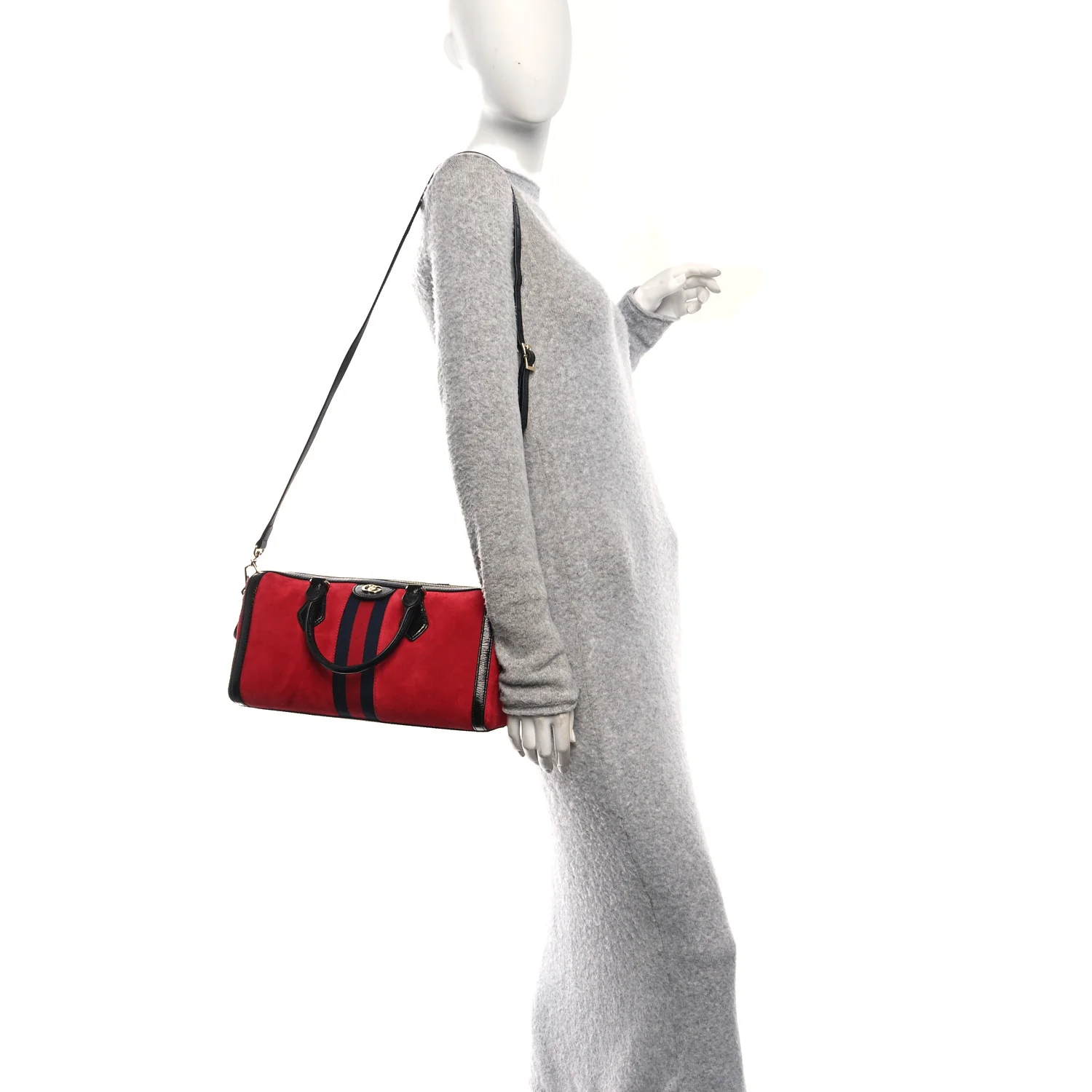 Suede Patent Web Medium Ophidia Boston Hibiscus Red Black - Image 2