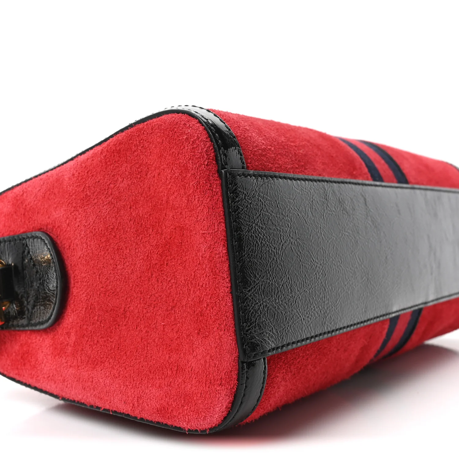 Suede Patent Web Medium Ophidia Boston Hibiscus Red Black - Image 9