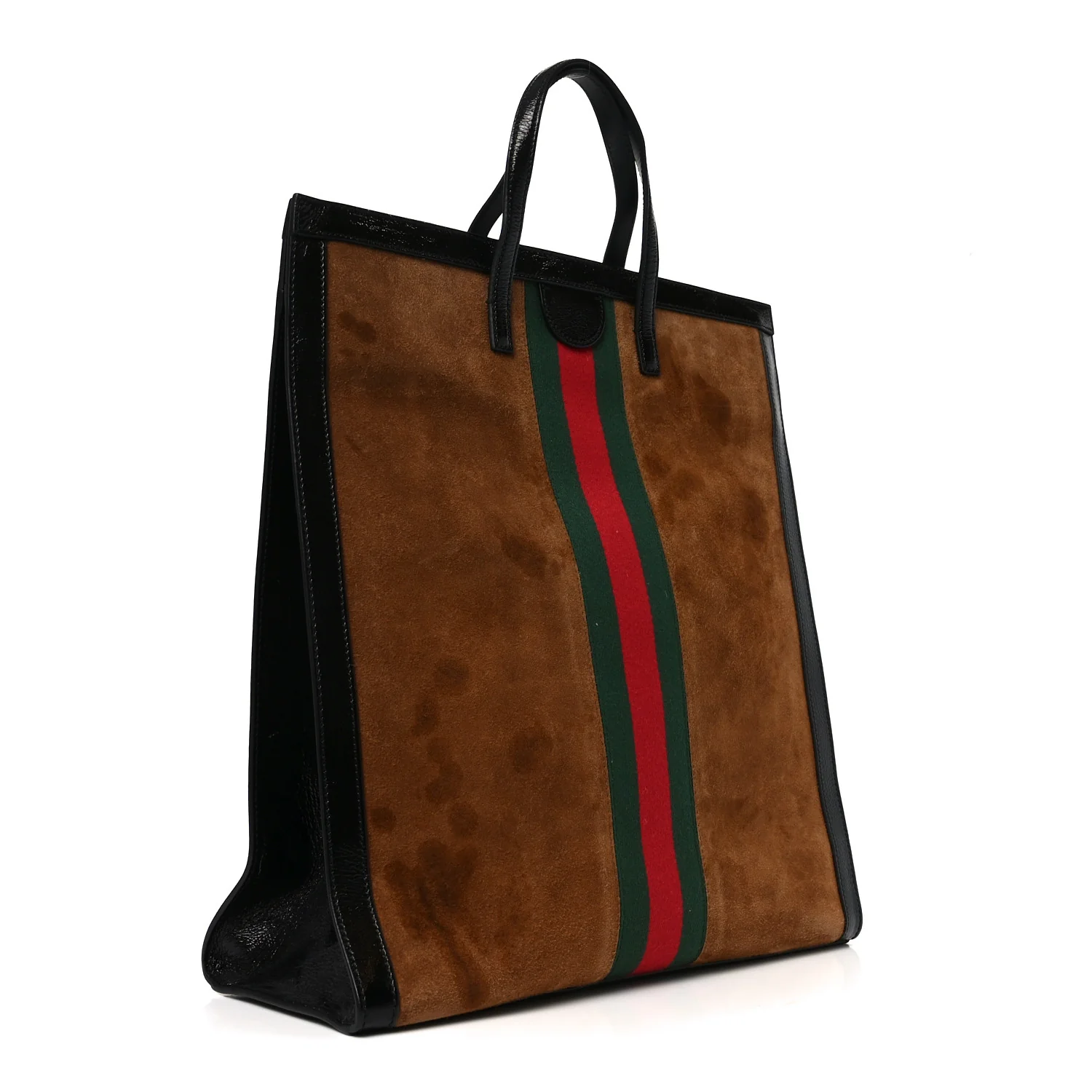 Suede Patent Web Ophidia Vertical Tote Nocciola Black - Image 2