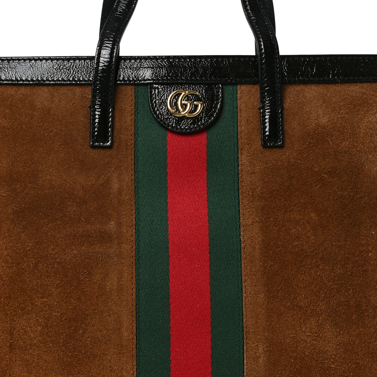Suede Patent Web Ophidia Vertical Tote Nocciola Black - Image 7