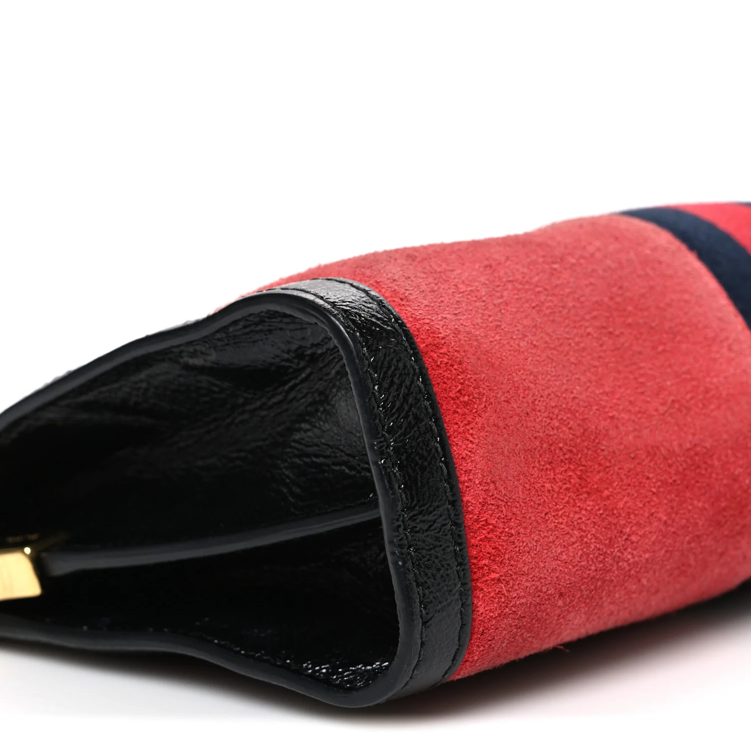 Suede Patent Web Small Ophidia Chain Shoulder Bag Hibiscus Red Black - Image 9