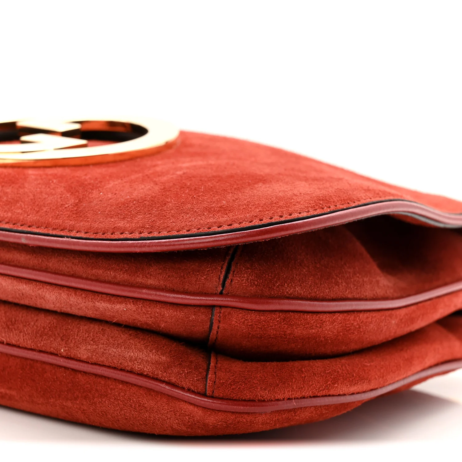 Suede Talco Roxy Calfskin Web Medium Blondie Shoulder Flap Bag Blondie Red - Image 10