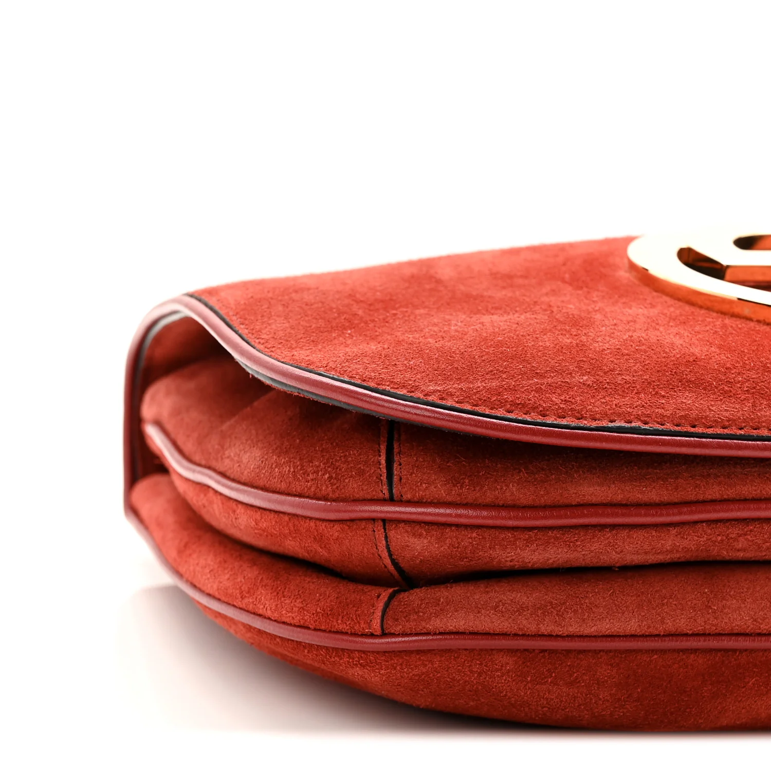 Suede Talco Roxy Calfskin Web Medium Blondie Shoulder Flap Bag Blondie Red - Image 9