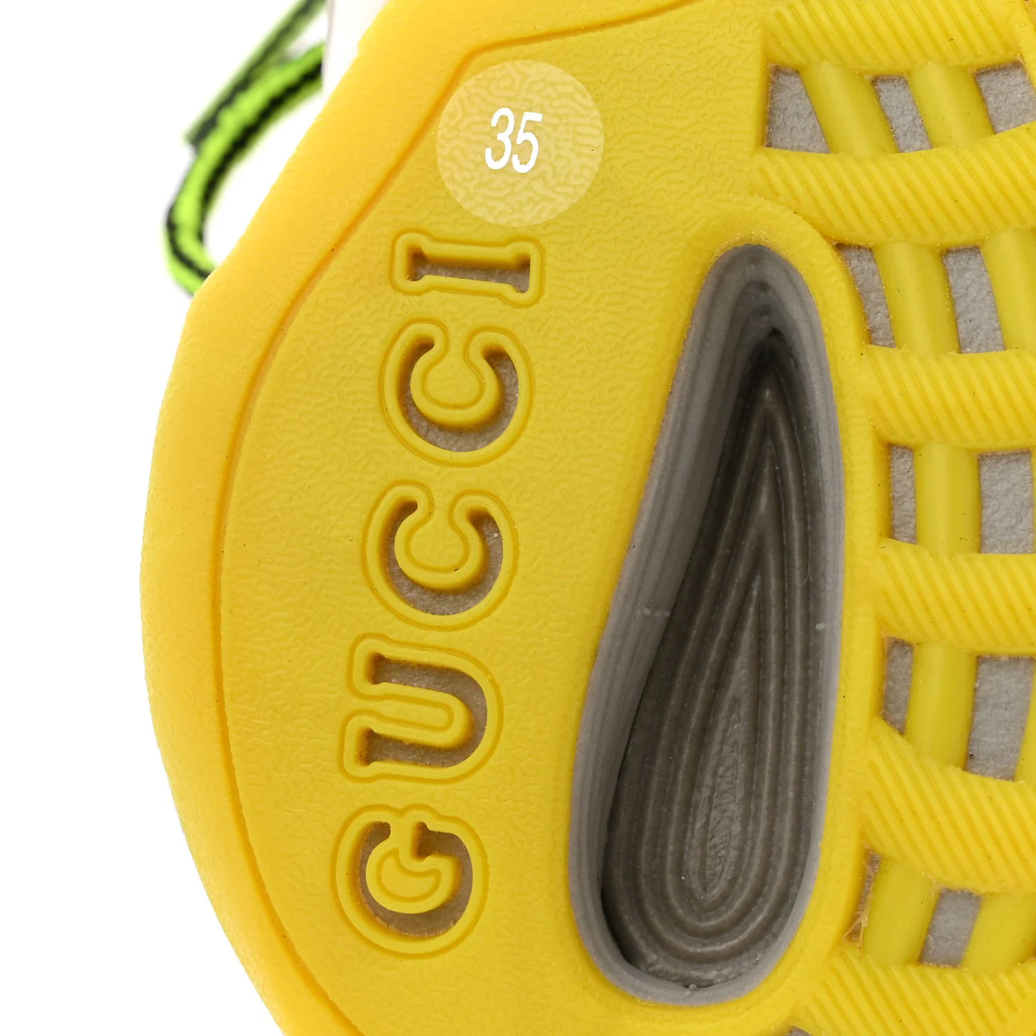 Technical Knit Fabric Waves Womens Gucci Run Sneakers 35 Black Silver Giallo Neon Yellow - Image 7