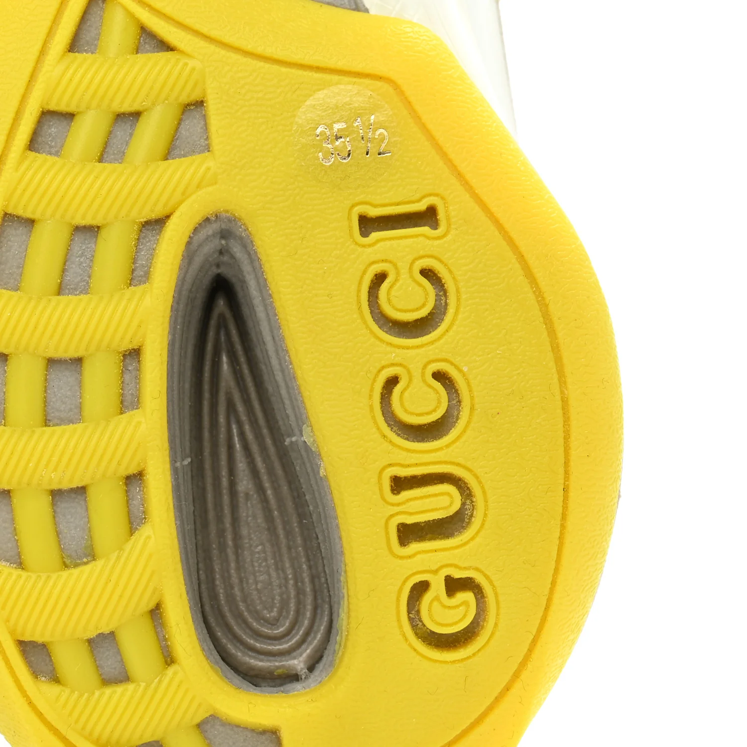 Technical Knit Fabric Waves Womens Gucci Run Sneakers 35.5 Black Silver Giallo Neon Yellow - Image 7