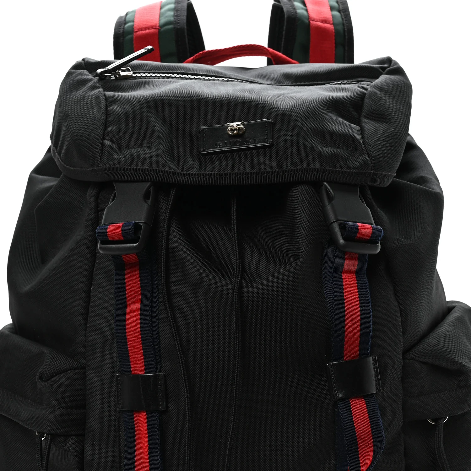 Techno Canvas Web Double Buckle Backpack Black - Image 7