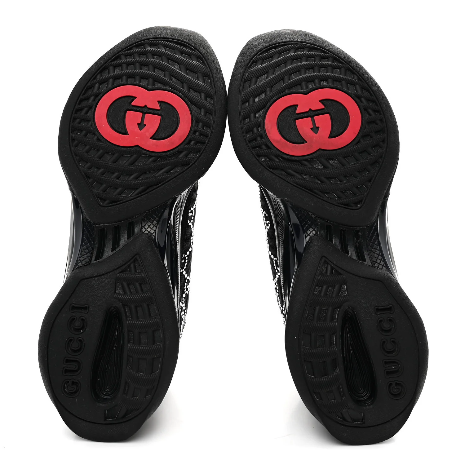 Tela Retino Mesh Crystal Suede GG Monogram Womens Gucci Run Sneakers 37.5 Black Silver - Image 6