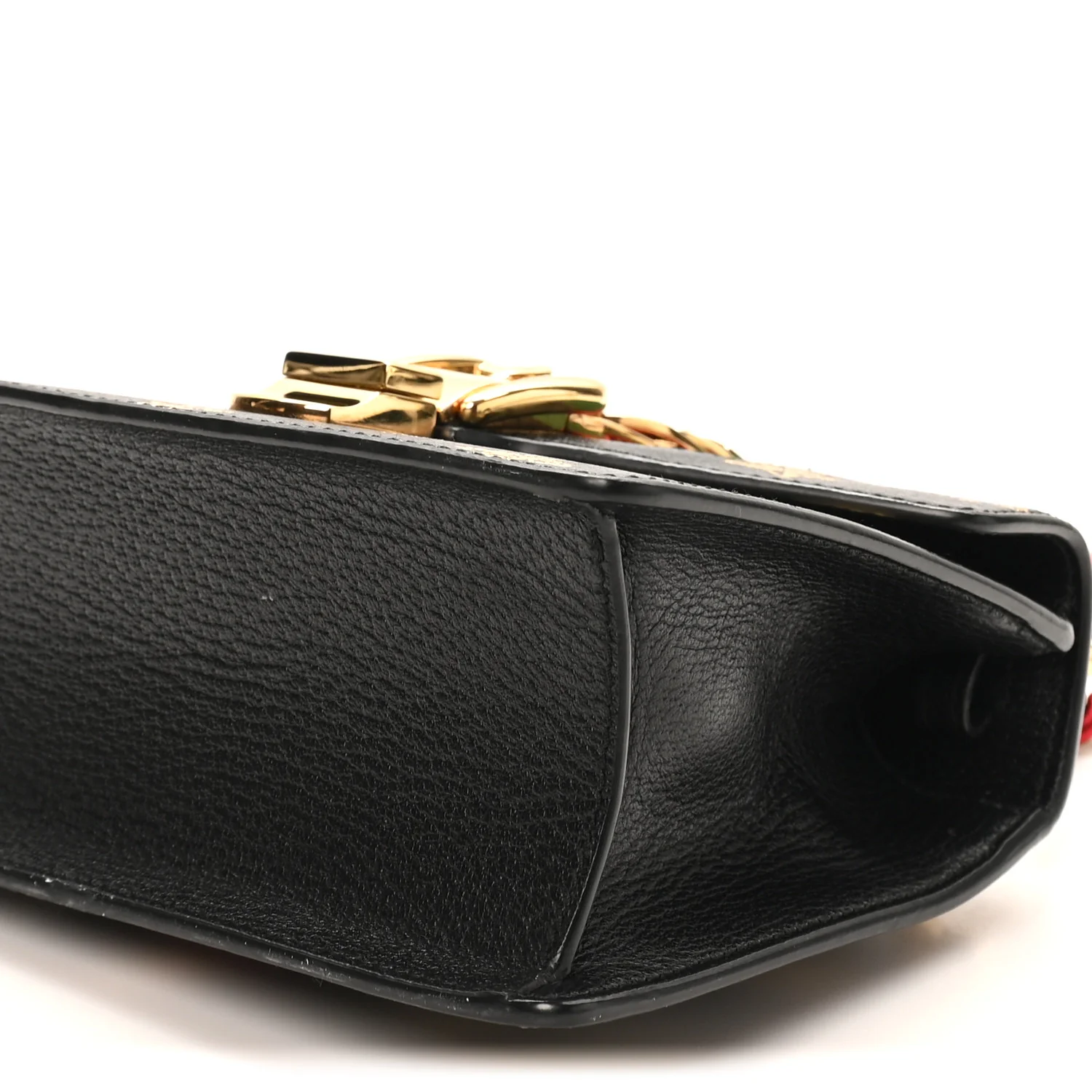 Textured Calfskin Bee Star Print Mini Sylvie Top Handle Bag Black - Image 10