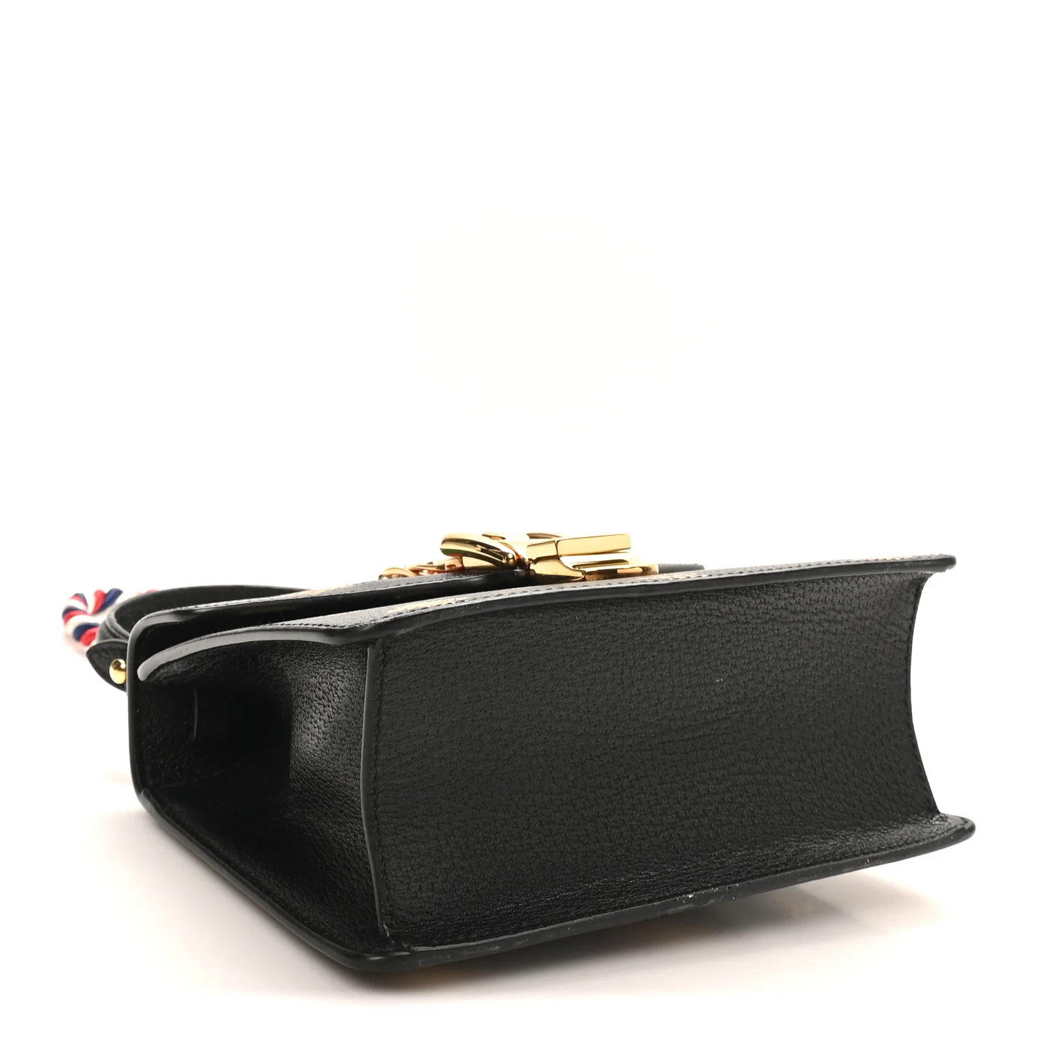 Textured Calfskin Bee Star Print Mini Sylvie Top Handle Bag Black - Image 4