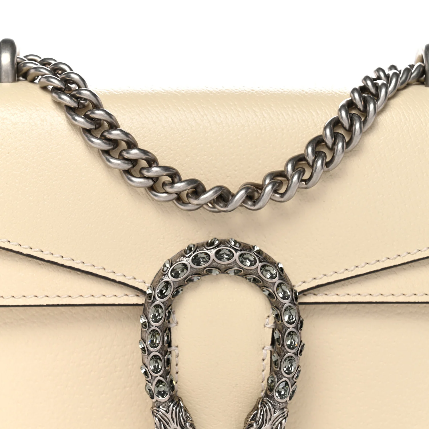 Textured Calfskin Crystal Mini Dionysus Shoulder Bag Mystic White - Image 8