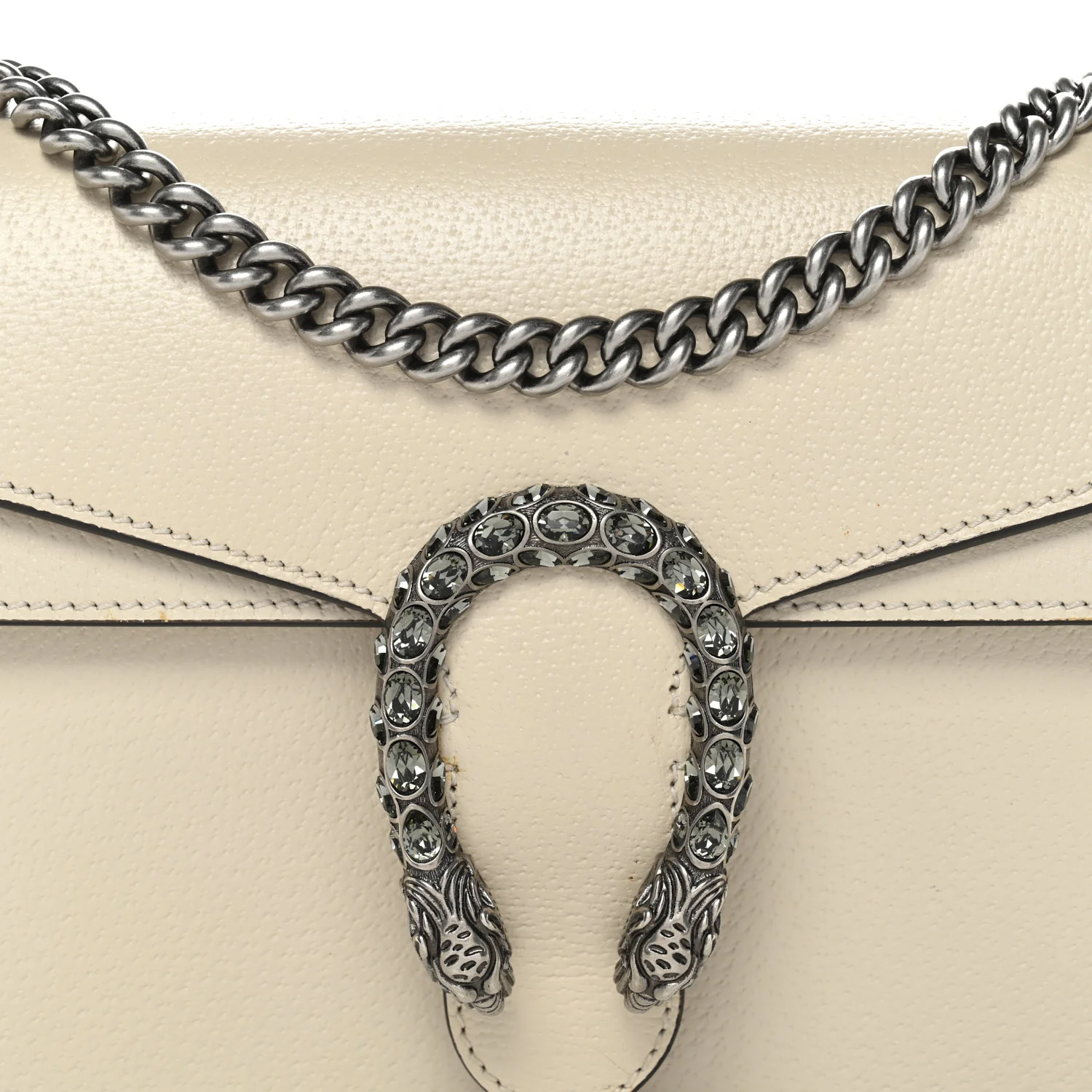 Textured Calfskin Crystal Small Dionysus Shoulder Bag Mystic White - Image 7