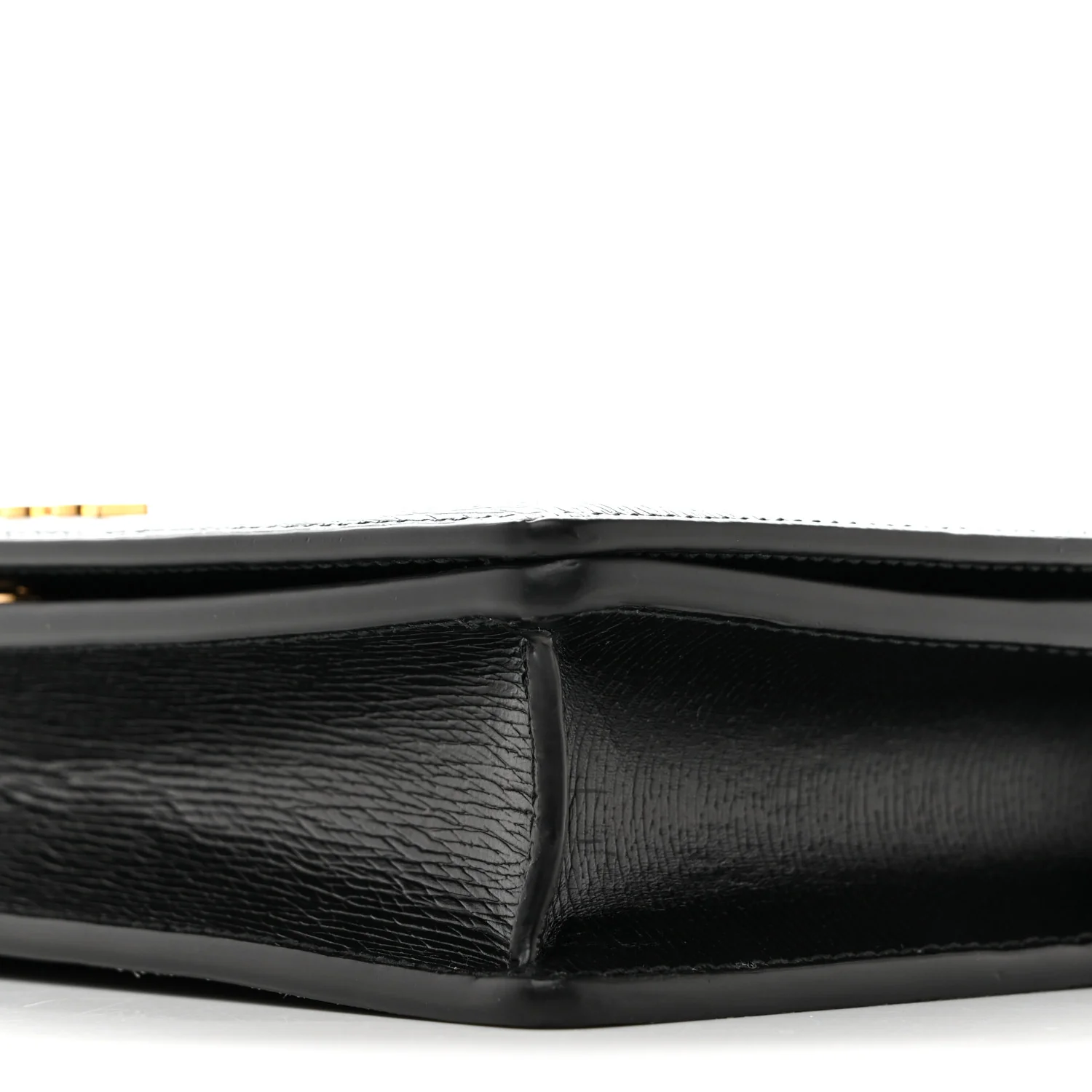 Textured Calfskin Script Logo Wallet On Chain Black - Image 9