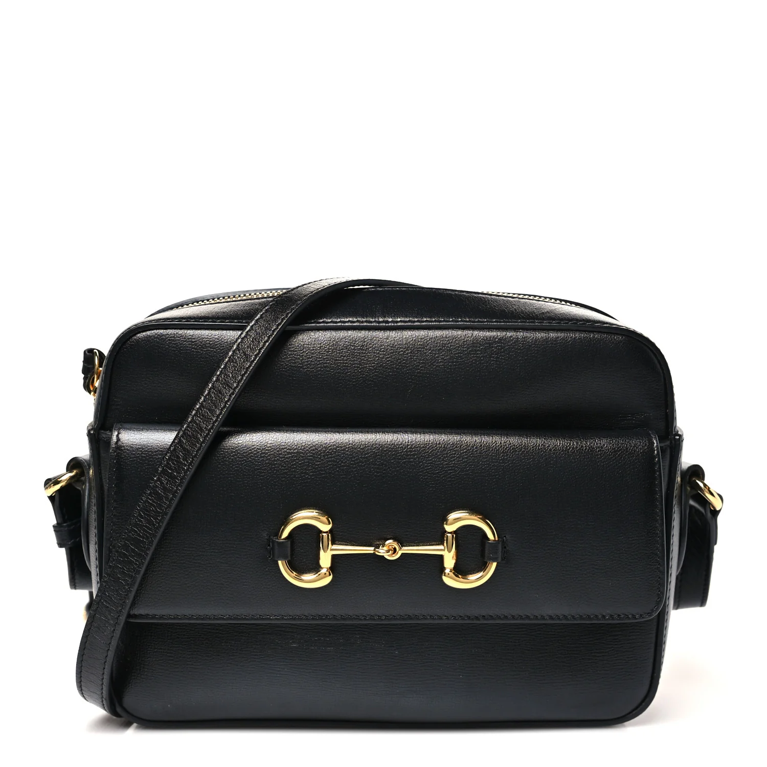 Textured Calfskin Small Horsebit 1955 Shoulder Bag Black