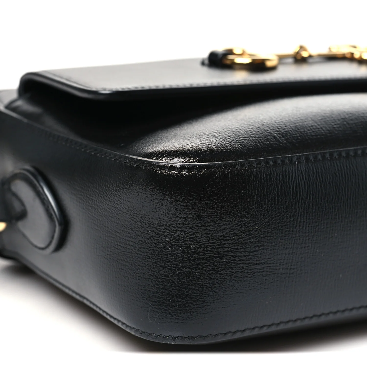 Textured Calfskin Small Horsebit 1955 Shoulder Bag Black - Image 9