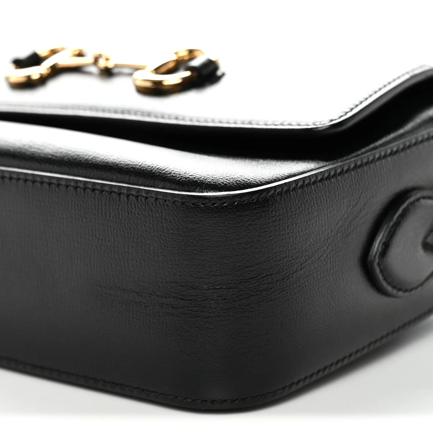 Textured Calfskin Small Horsebit 1955 Shoulder Bag Black - Image 10