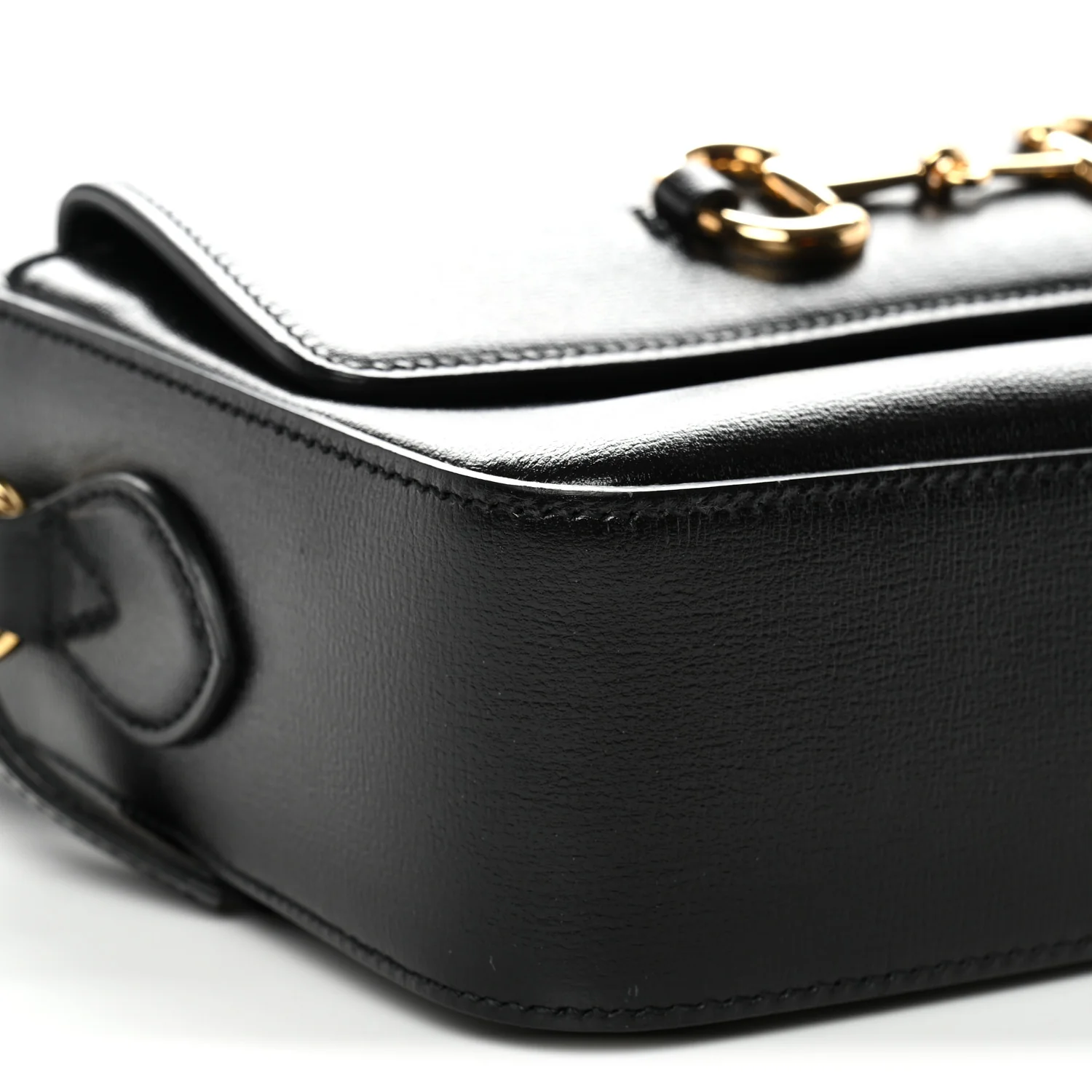 Textured Calfskin Small Horsebit 1955 Shoulder Bag Black - Image 9