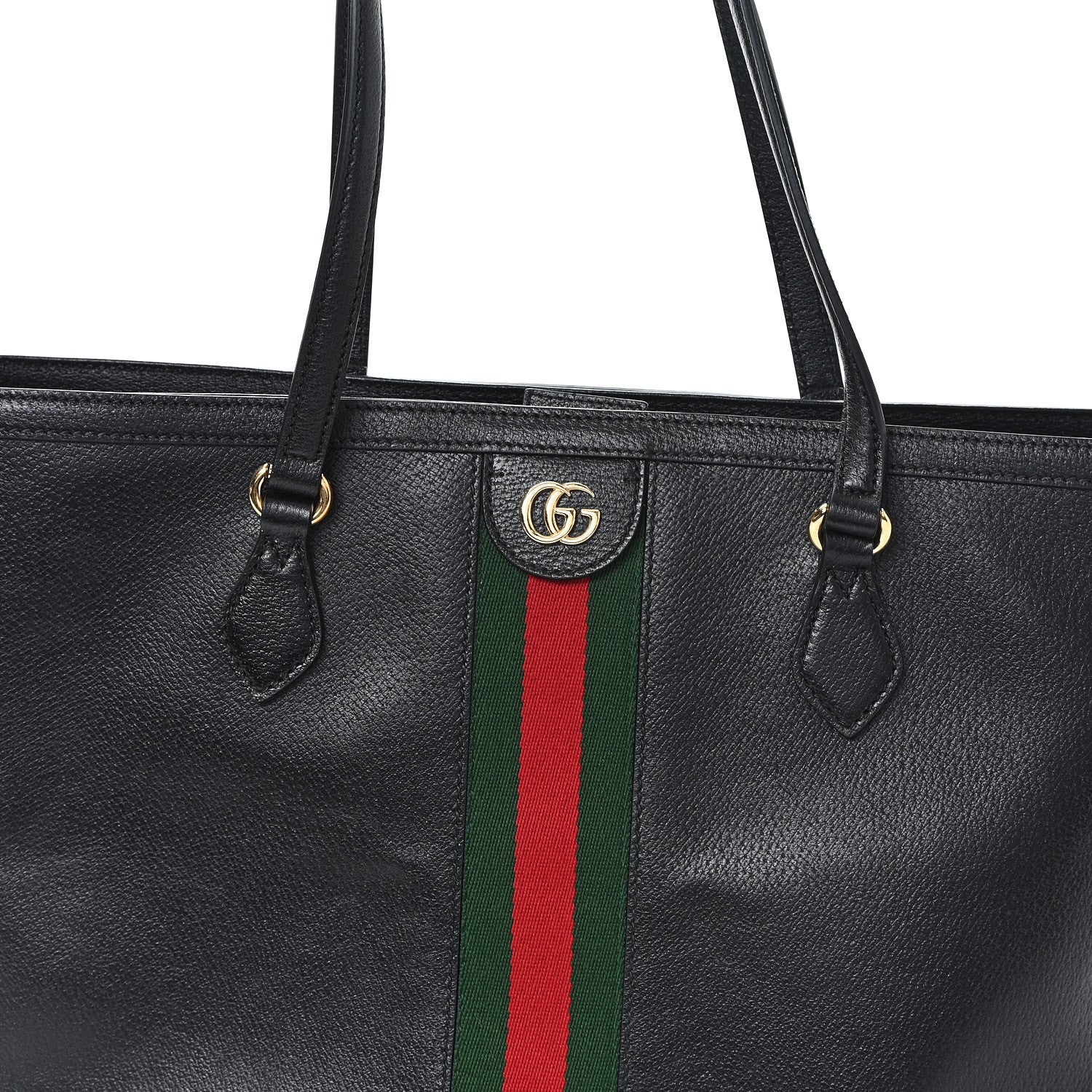 Textured Calfskin Web Medium Ophidia Shopping Tote Black - Image 8