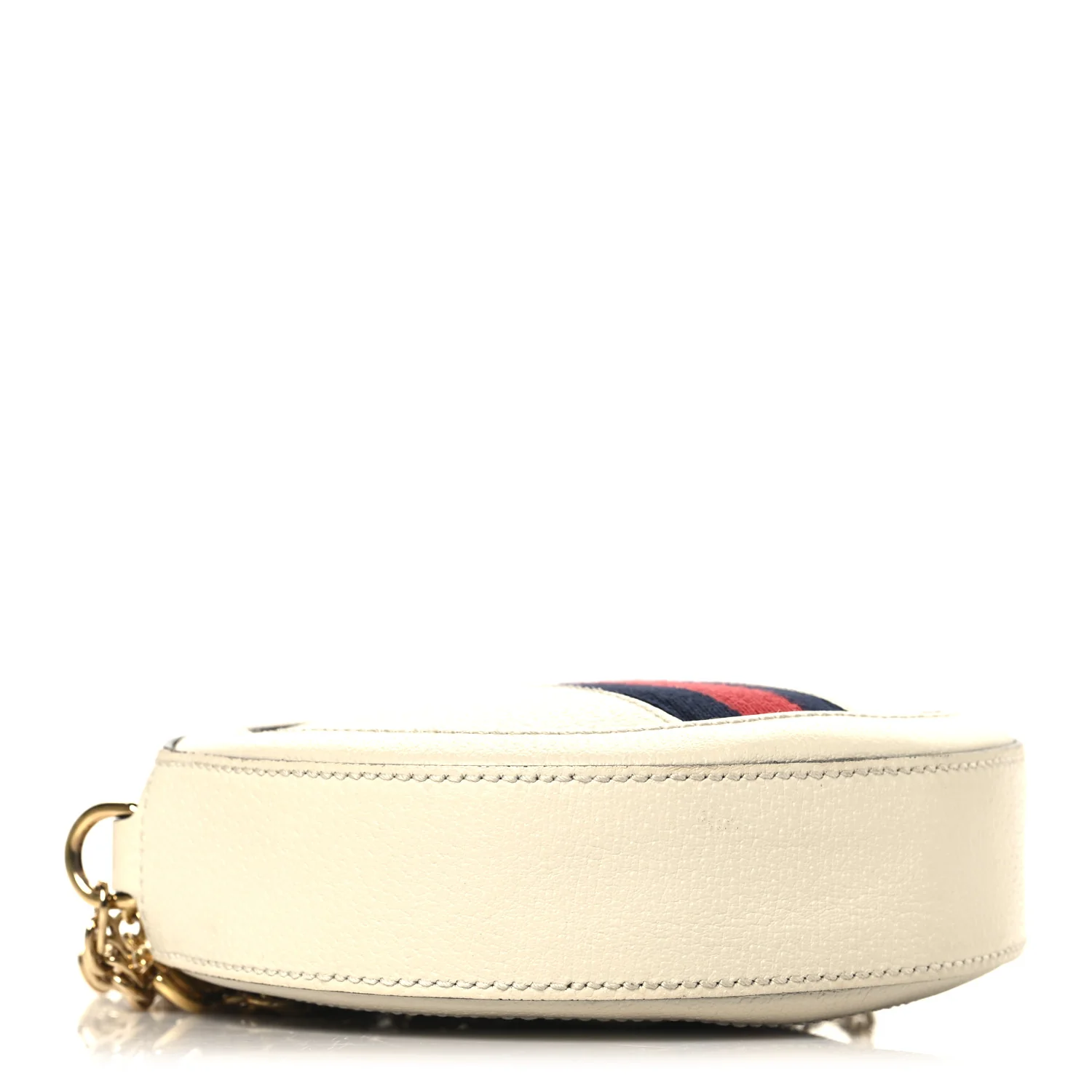 Textured Calfskin Web Mini Ophidia Round Shoulder Bag Mystic White - Image 4