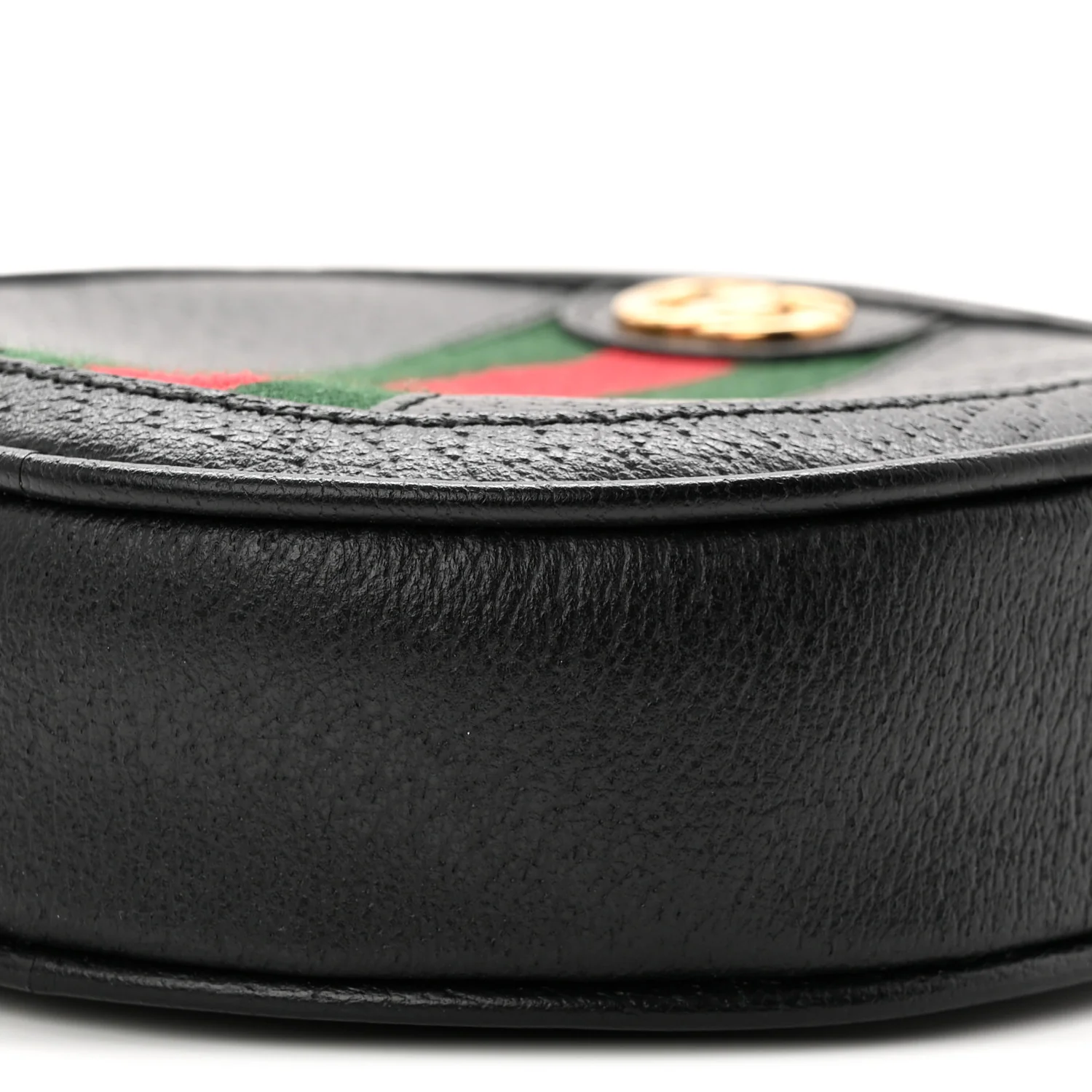 Textured Calfskin Web Ophidia Round Wrist Wallet Black - Image 10