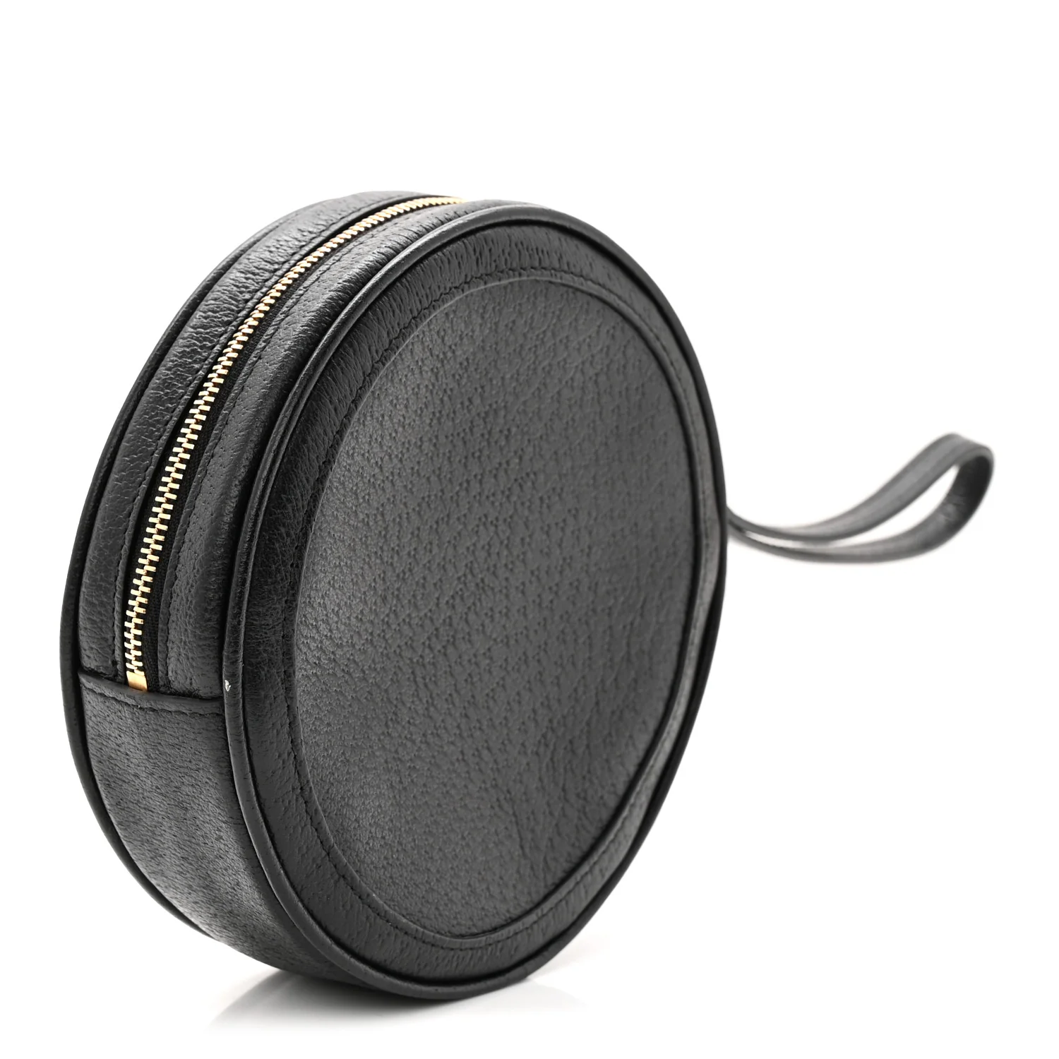 Textured Calfskin Web Ophidia Round Wrist Wallet Black - Image 3