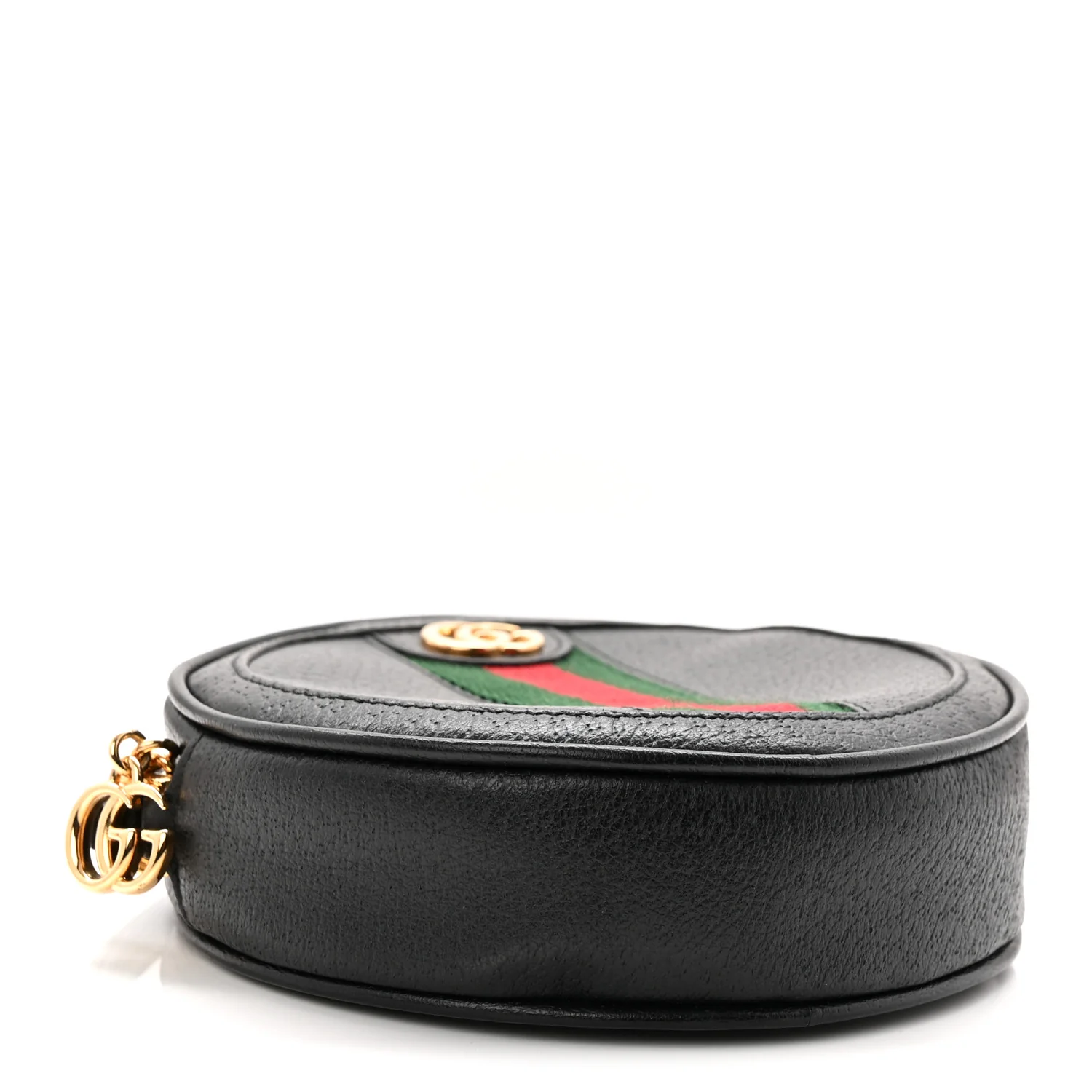 Textured Calfskin Web Ophidia Round Wrist Wallet Black - Image 4