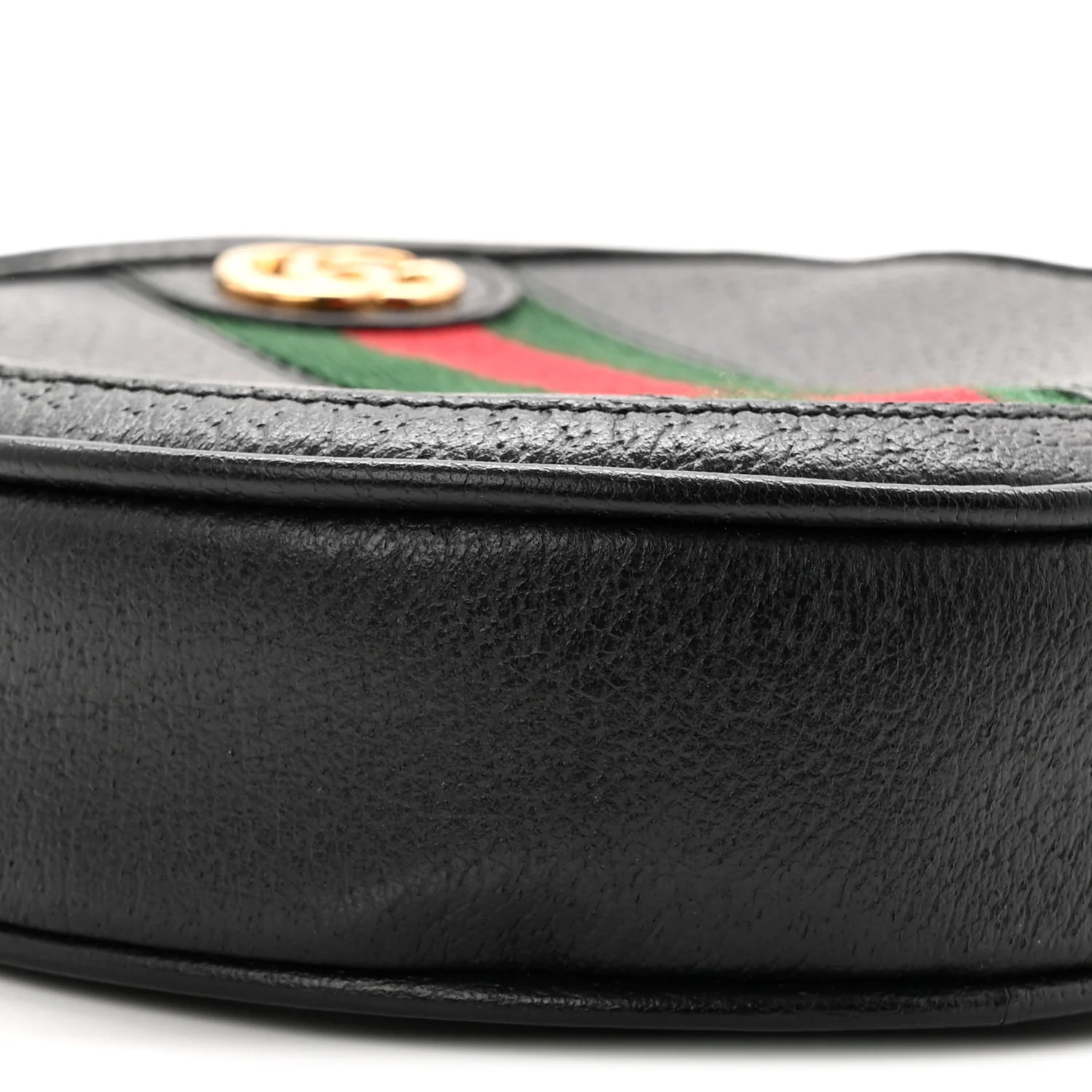 Textured Calfskin Web Ophidia Round Wrist Wallet Black - Image 9