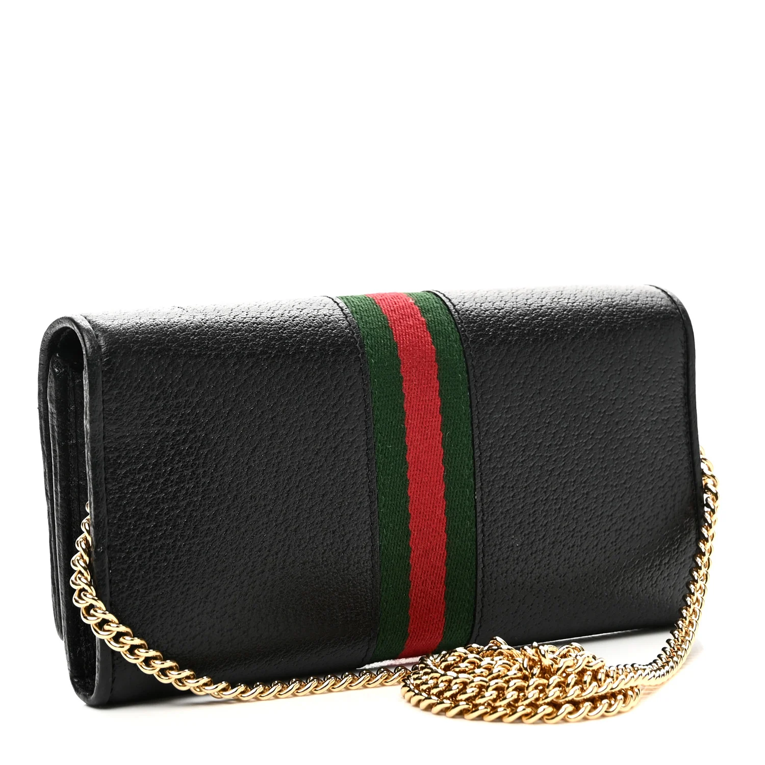 Textured Calfskin Web Ophidia Wallet On Chain Black - Image 3