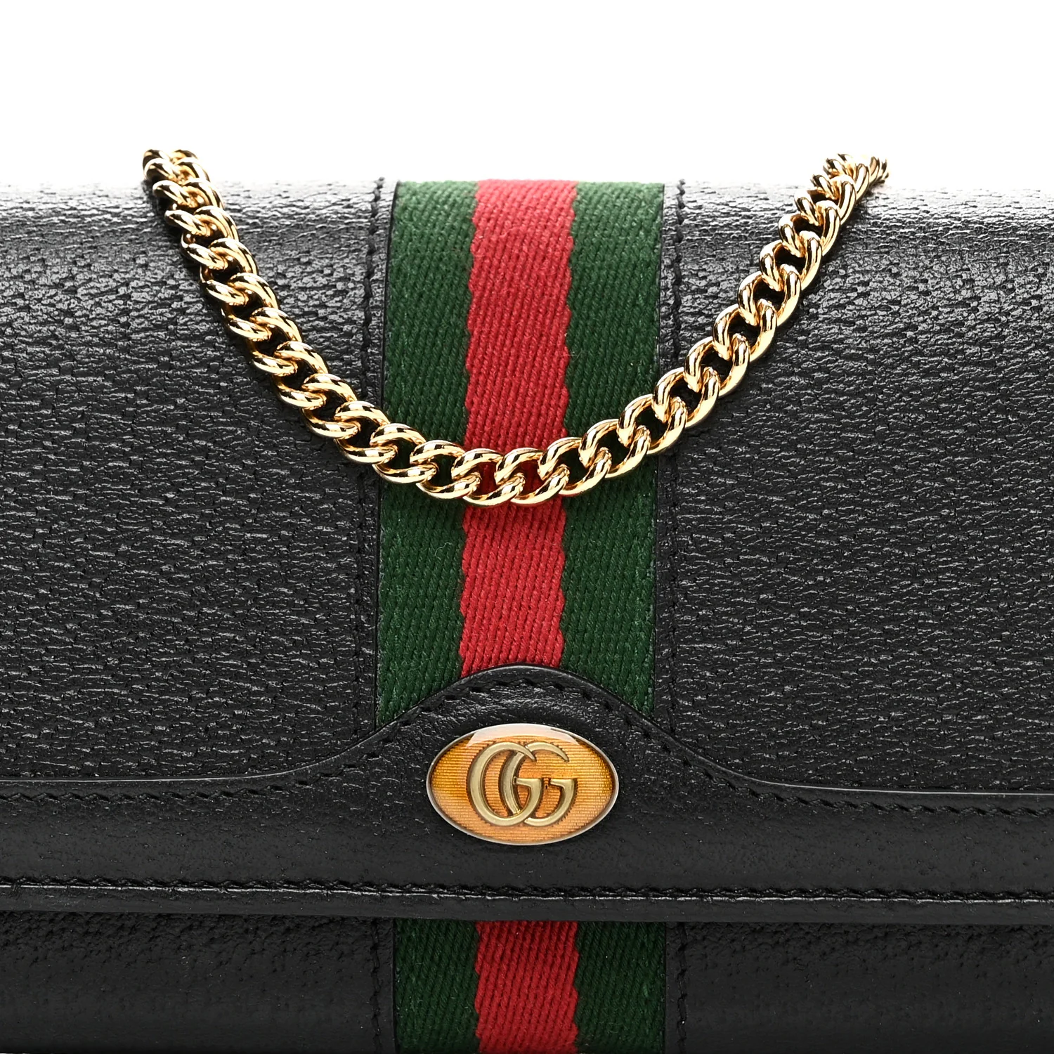 Textured Calfskin Web Ophidia Wallet On Chain Black - Image 8