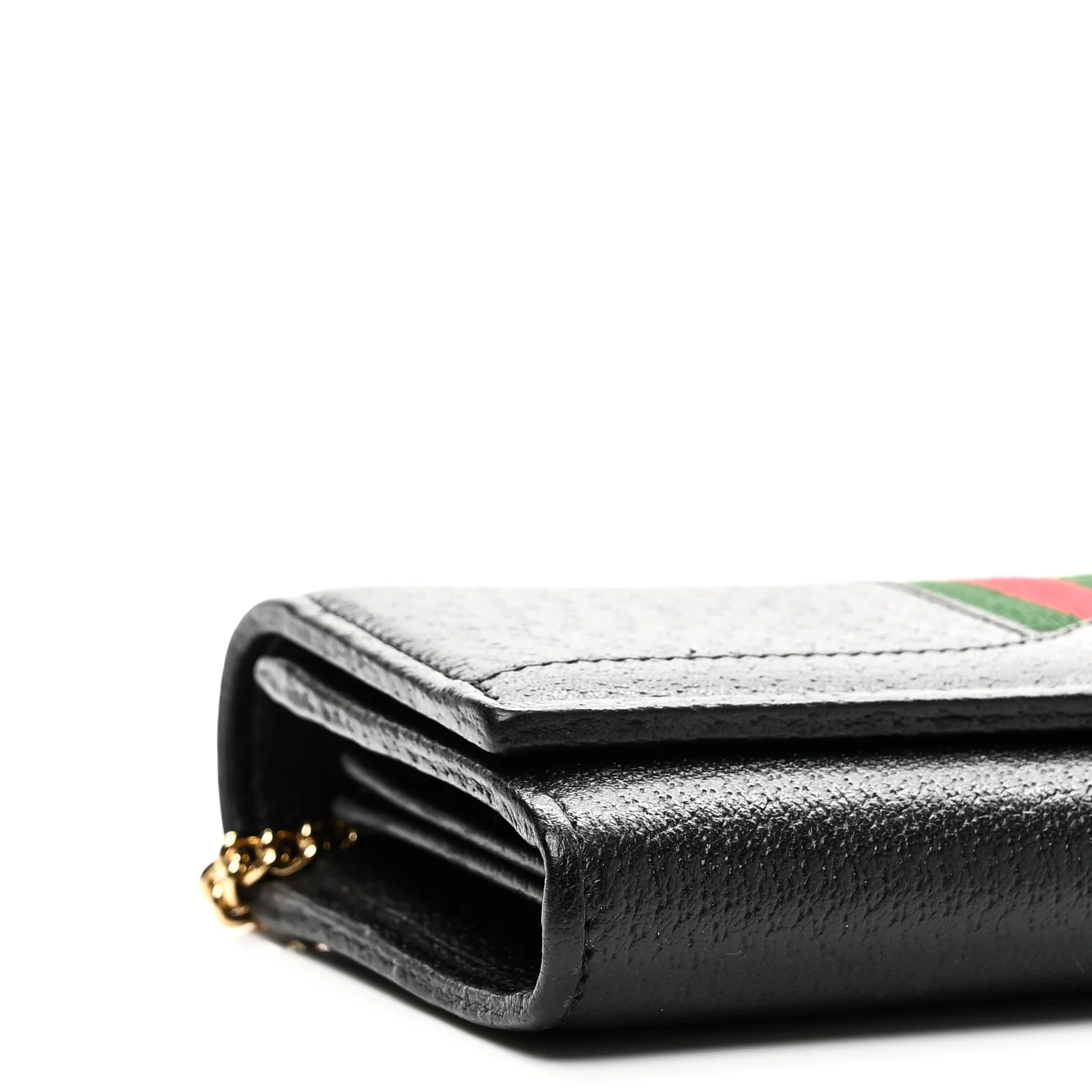Textured Calfskin Web Ophidia Wallet On Chain Black - Image 9