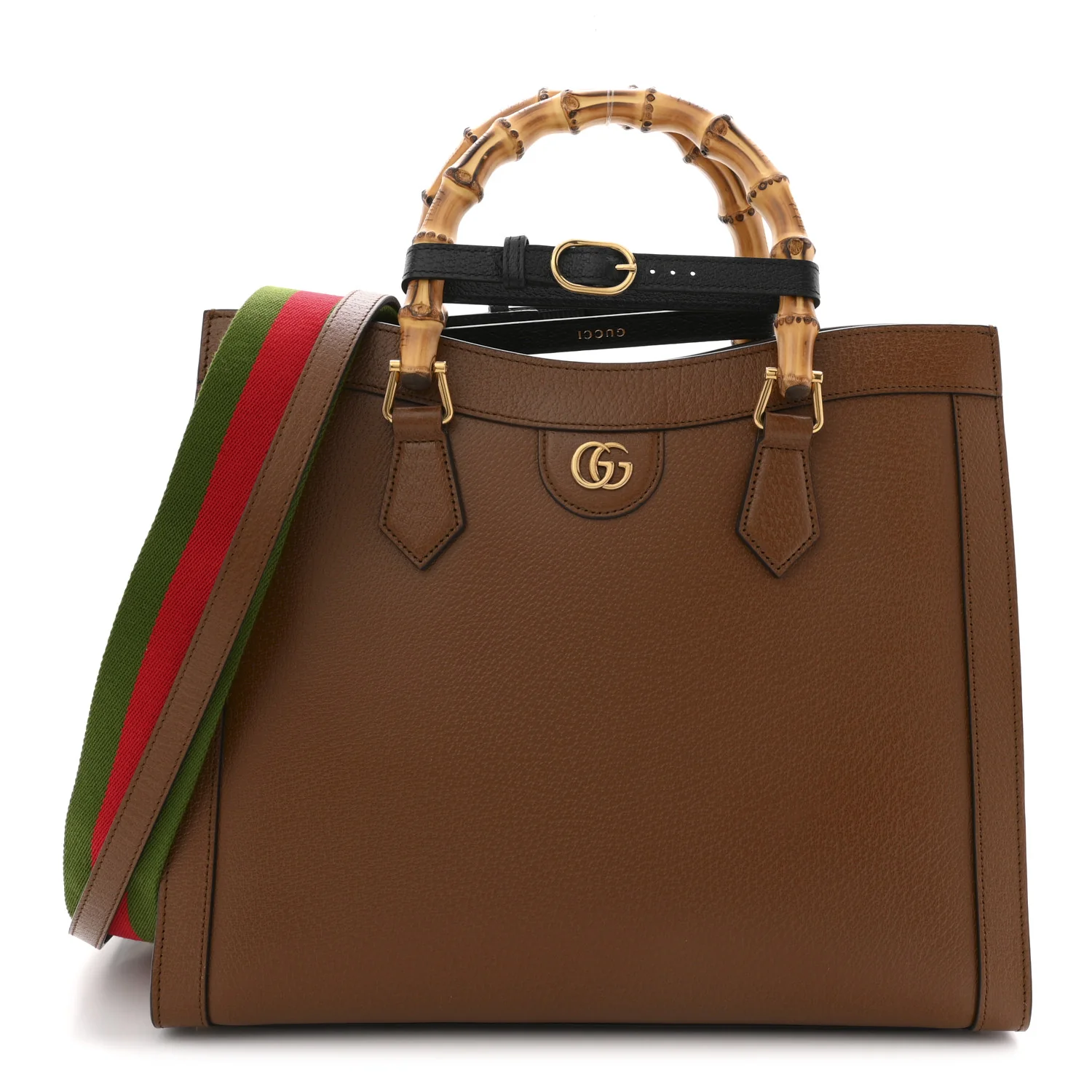Textured Dollar Calfskin Medium Diana Tote Bag Cuir Black