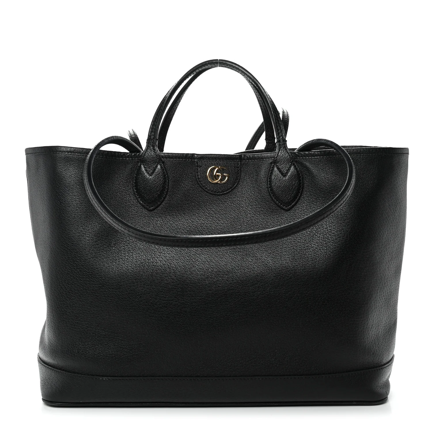 Textured Dollar Calfskin Medium Ophidia Shoulder Tote Bag Black