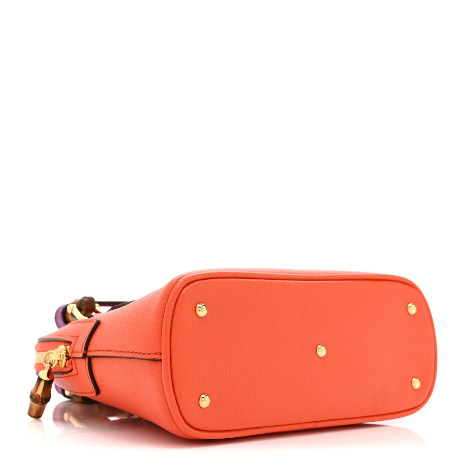 Textured Dollar Calfskin Mini Diana Dome Tote Bag Deep Orange Spicy Cyclamin - Image 4